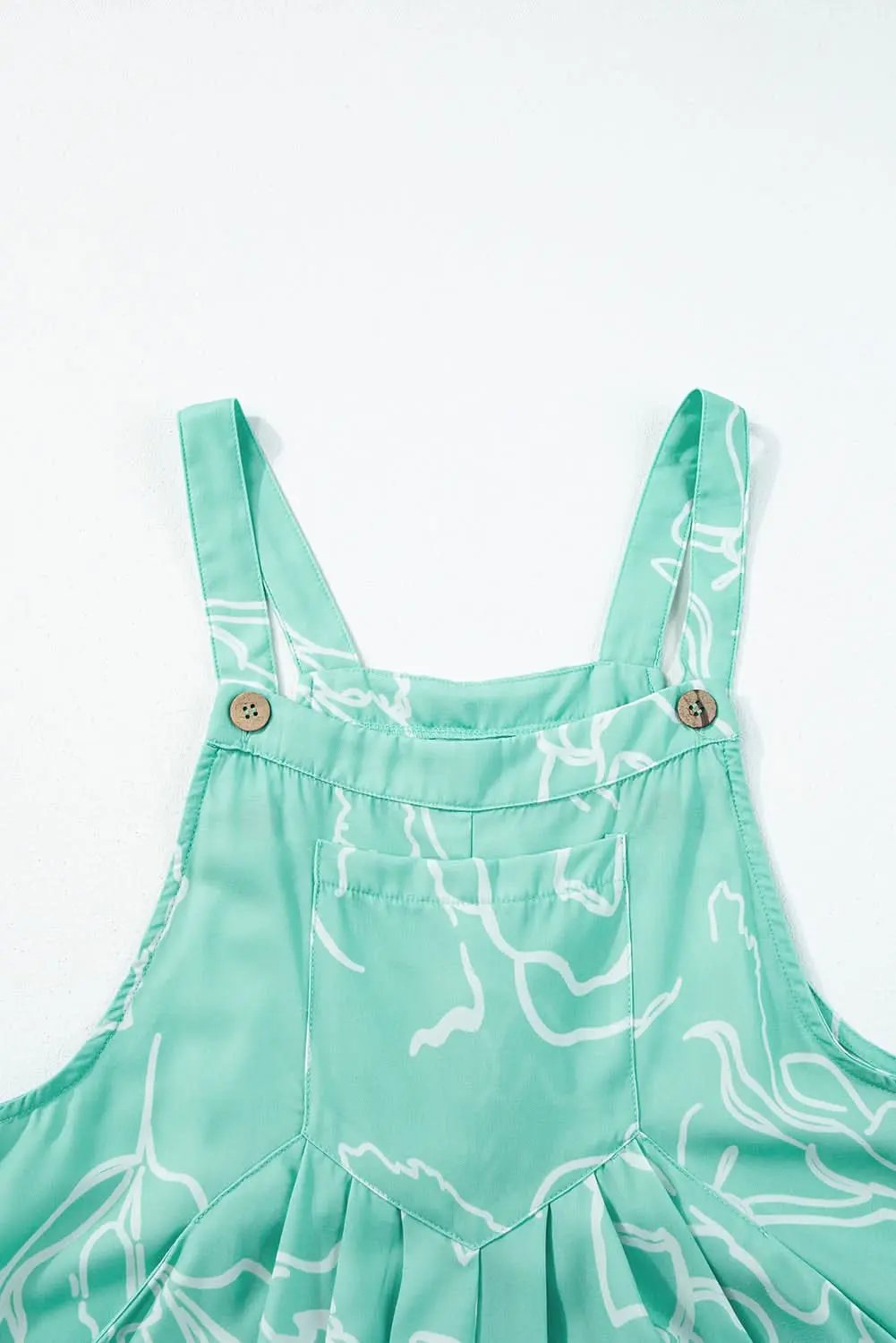 Love Salve Women's Green Printed Overalls — Wide Leg Casual Jumpsuit