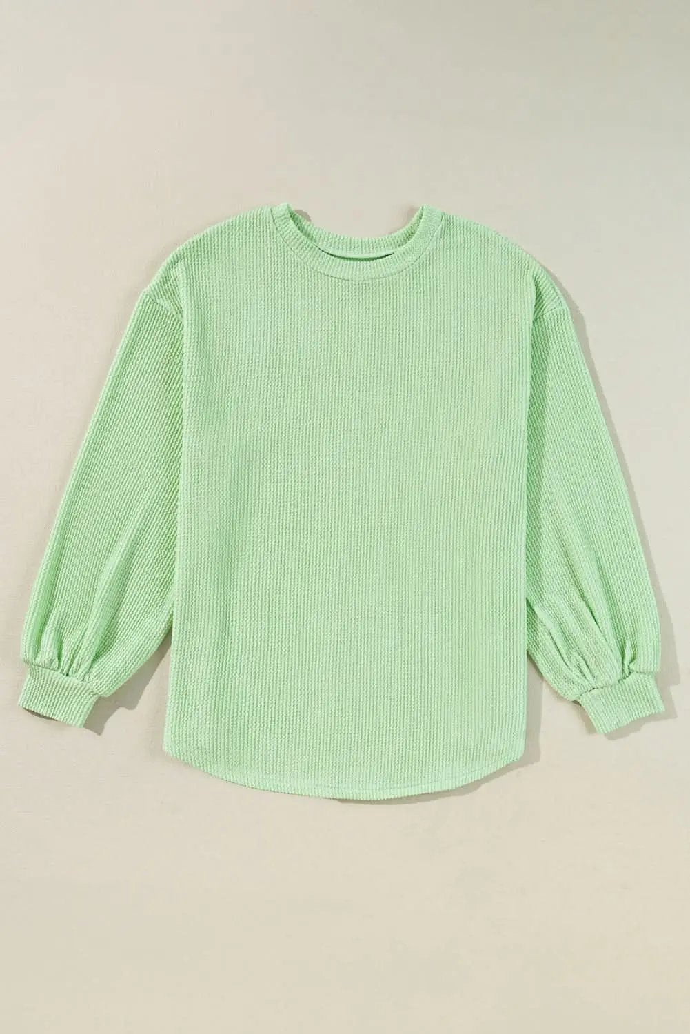 Sweaters Love Salve Green Ribbed Pullover Women's Casual Top: Soft & Cozy