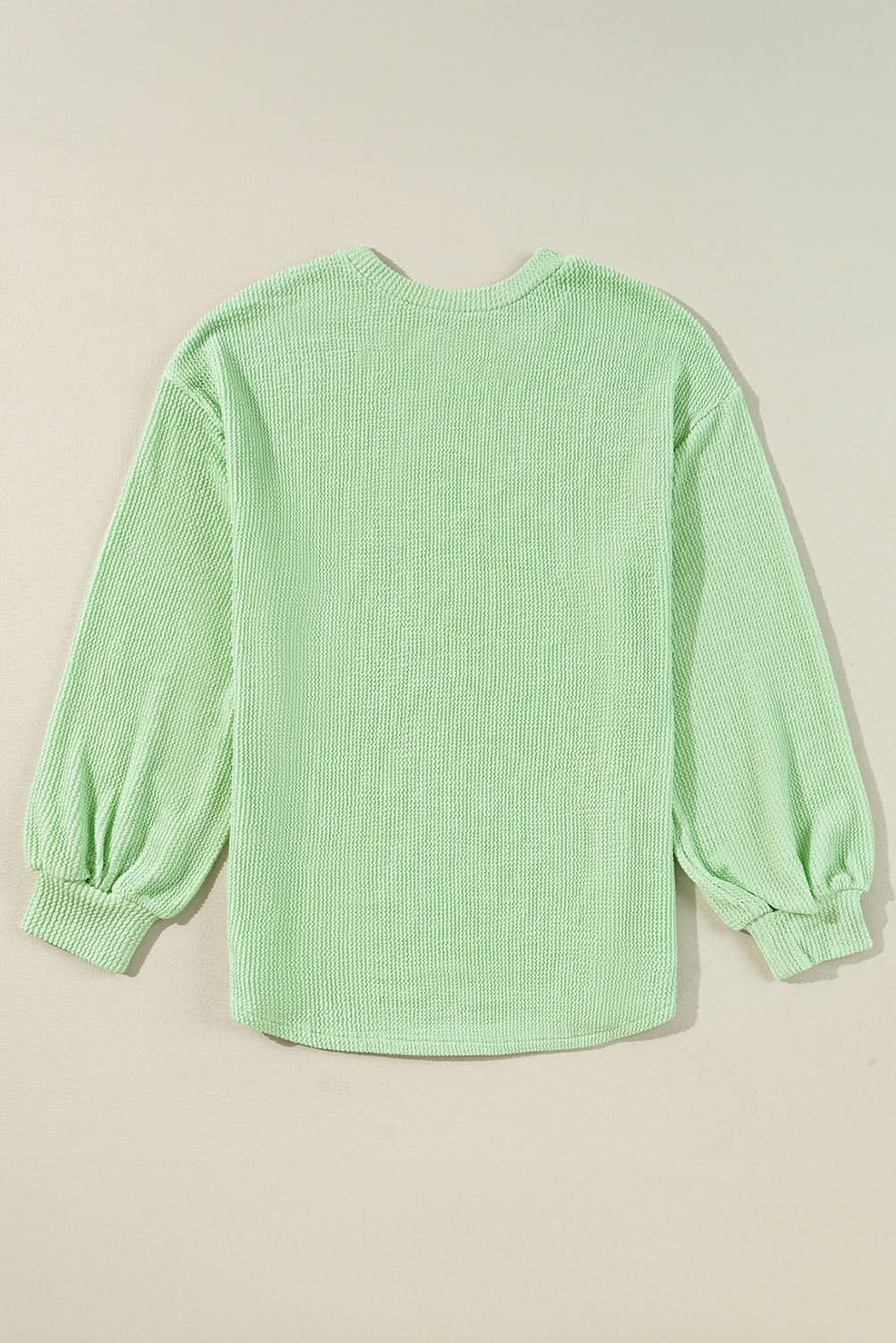Sweaters Love Salve Green Ribbed Pullover Women's Casual Top: Soft & Cozy