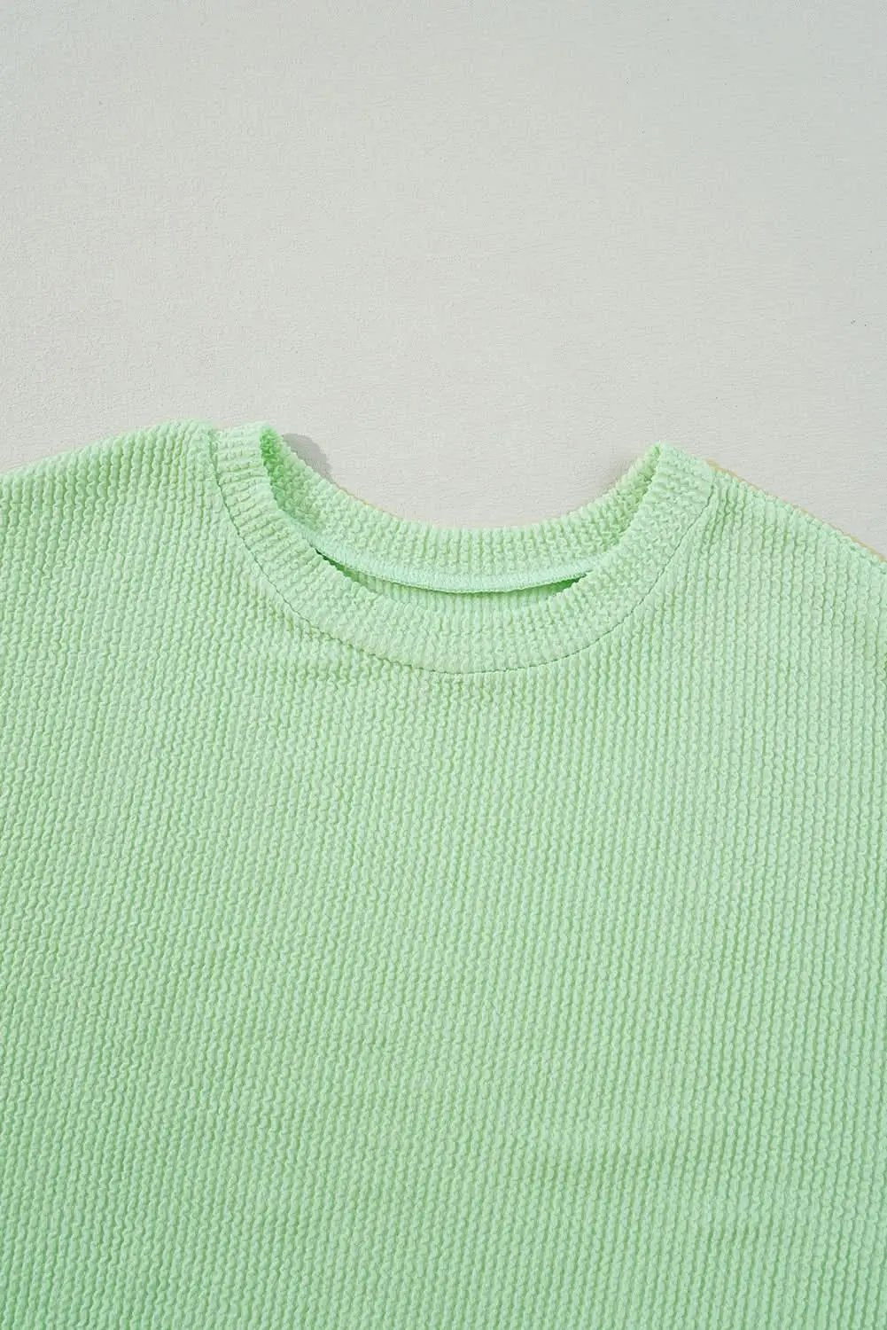 Sweaters Love Salve Green Ribbed Pullover Women's Casual Top: Soft & Cozy