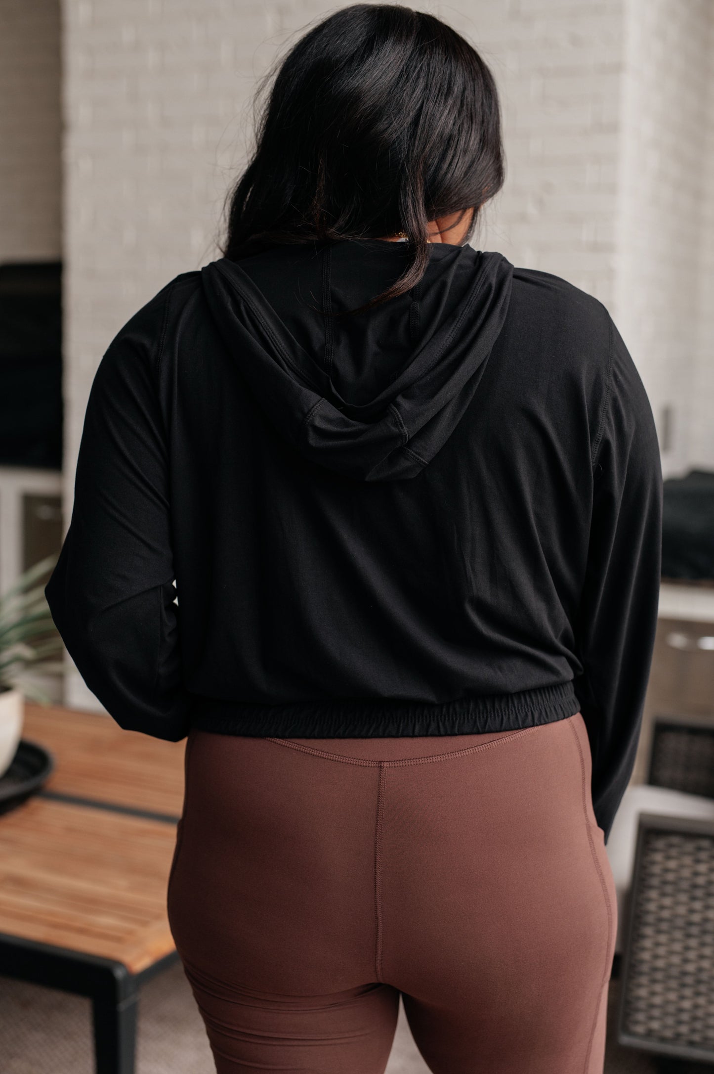 Sudadera con capucha de media cremallera Morning Run en negro