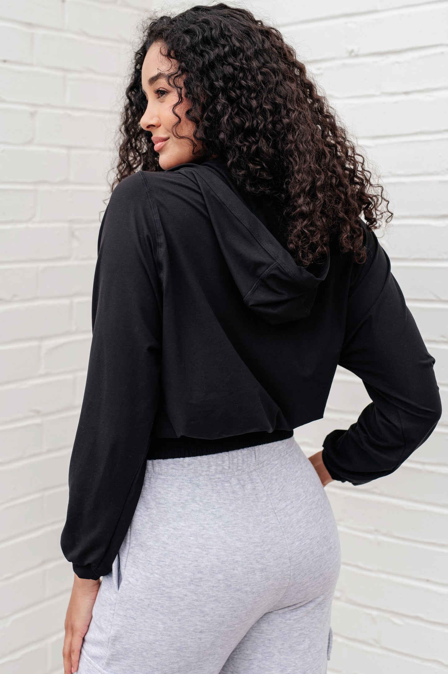 Sudadera con capucha de media cremallera Morning Run en negro