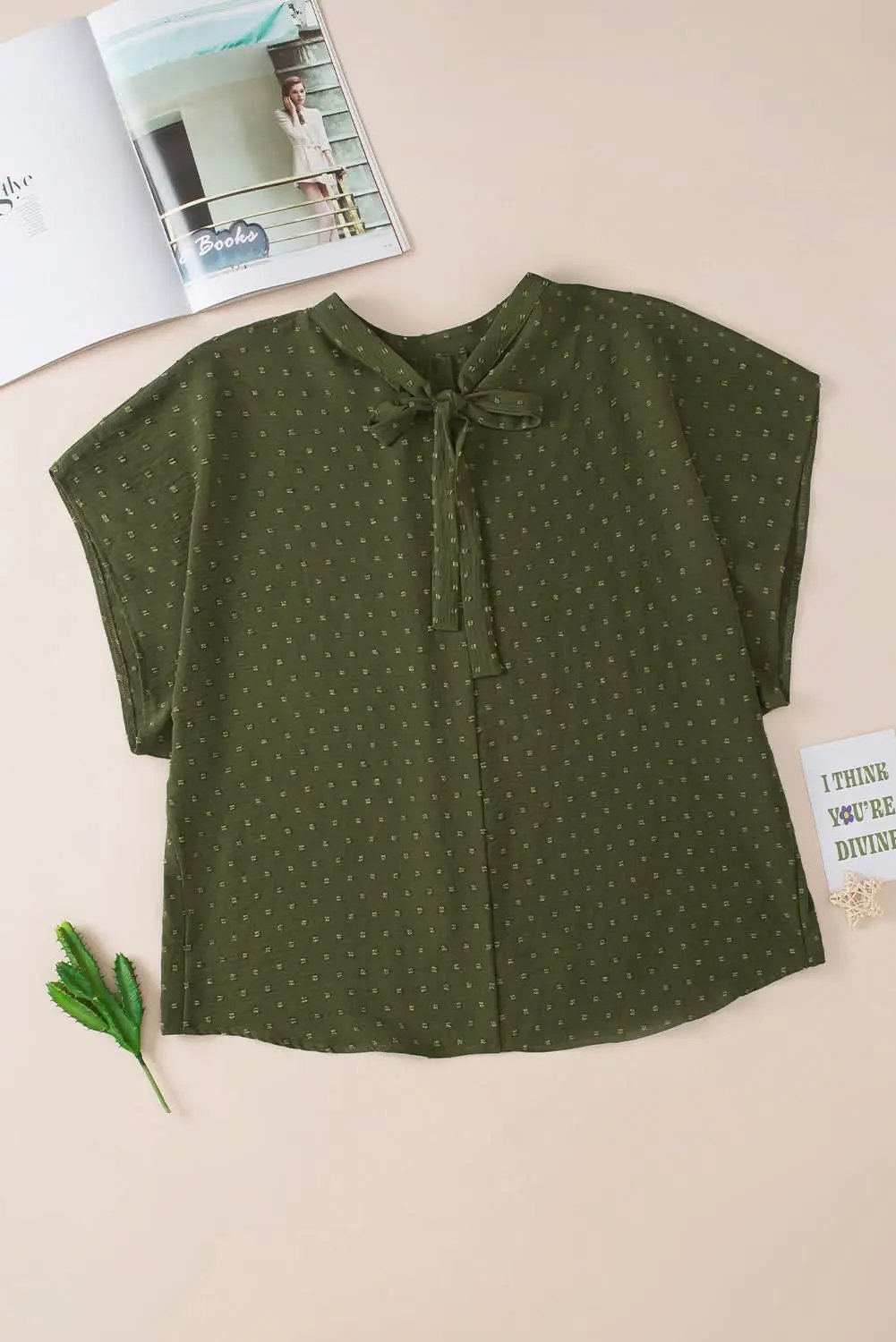Love Salve Swiss Dot Plus Size Top Moss Green — Summer Essential