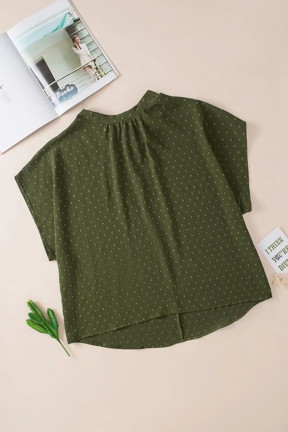 Love Salve Swiss Dot Plus Size Top Moss Green — Summer Essential