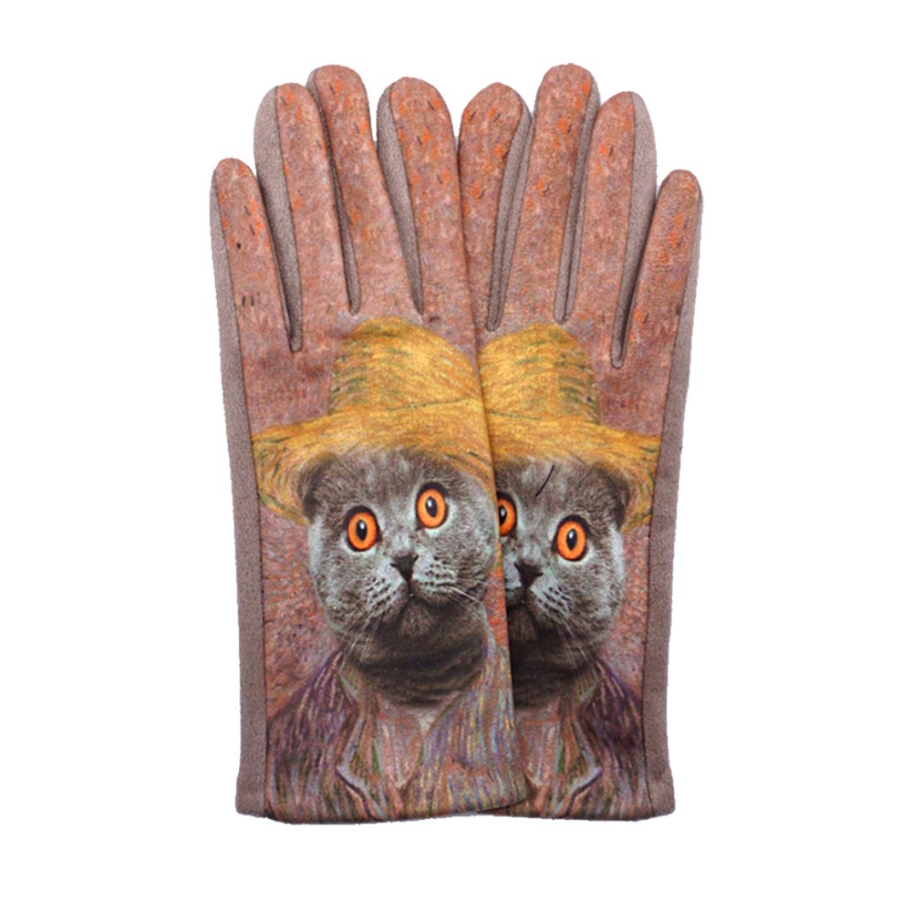 Cat Printed Smart Gloves