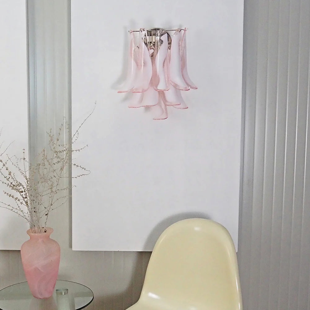 Apliques de pared vintage de Murano en color rosa