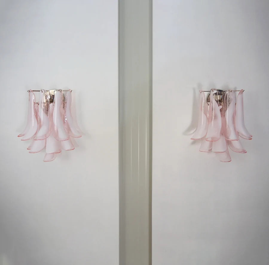Apliques de pared vintage de Murano en color rosa