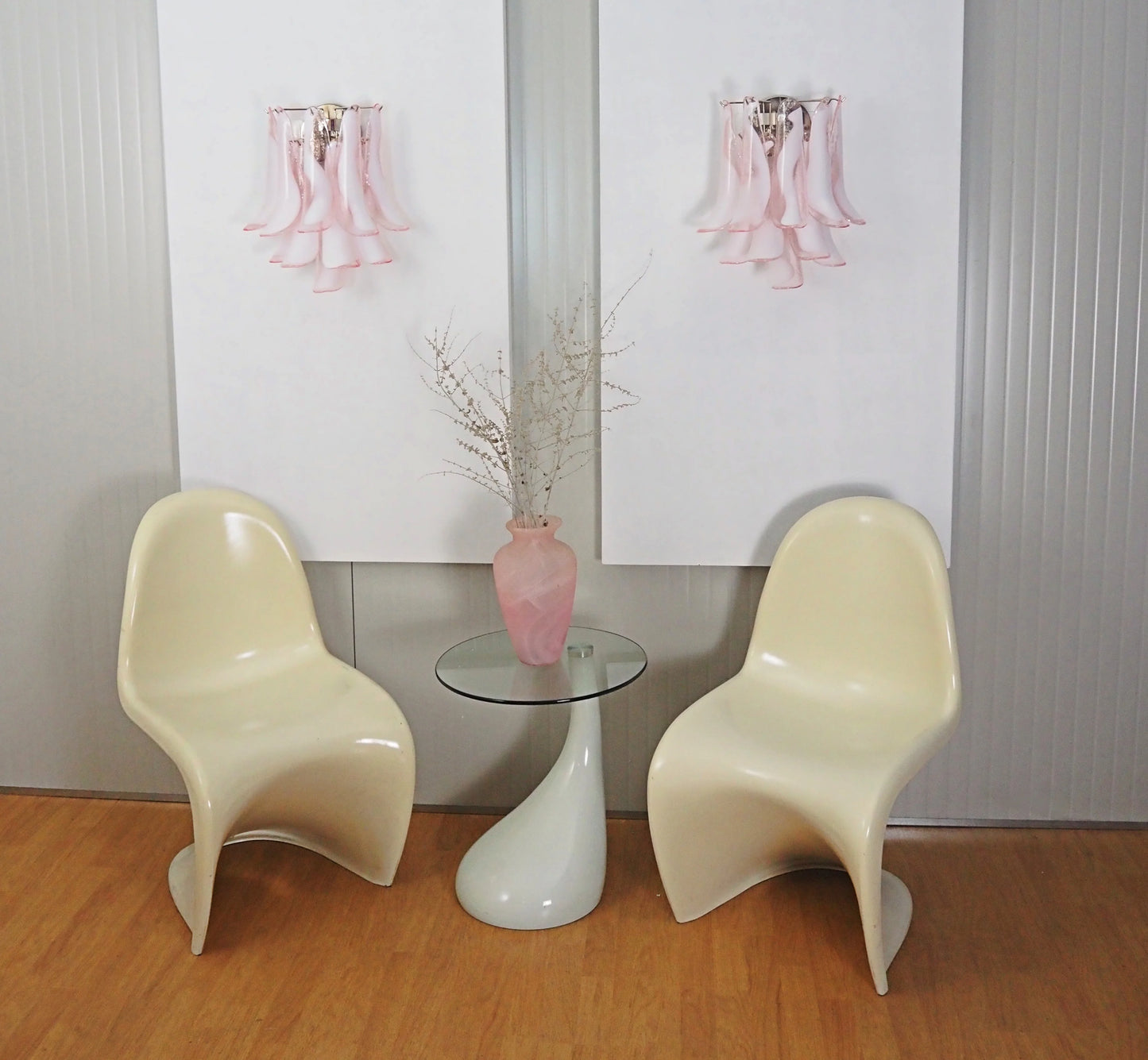 Apliques de pared vintage de Murano en color rosa