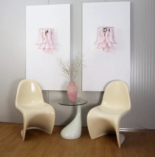 Apliques de pared vintage de Murano en color rosa