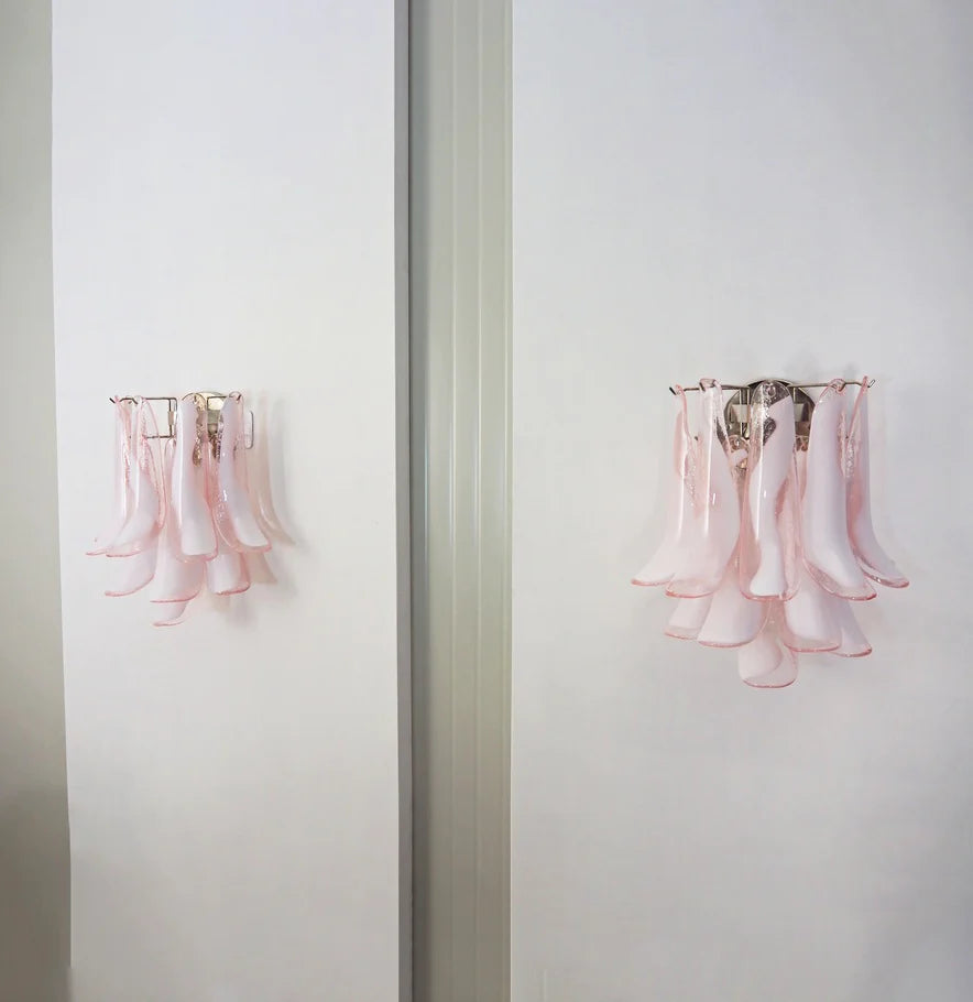 Apliques de pared vintage de Murano en color rosa