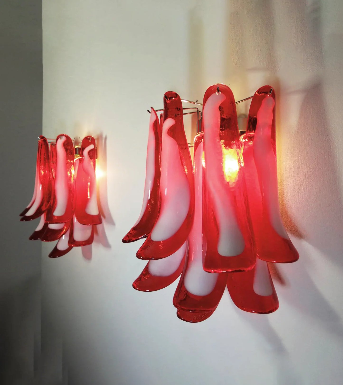 Apliques de pared rojos Murano vintage