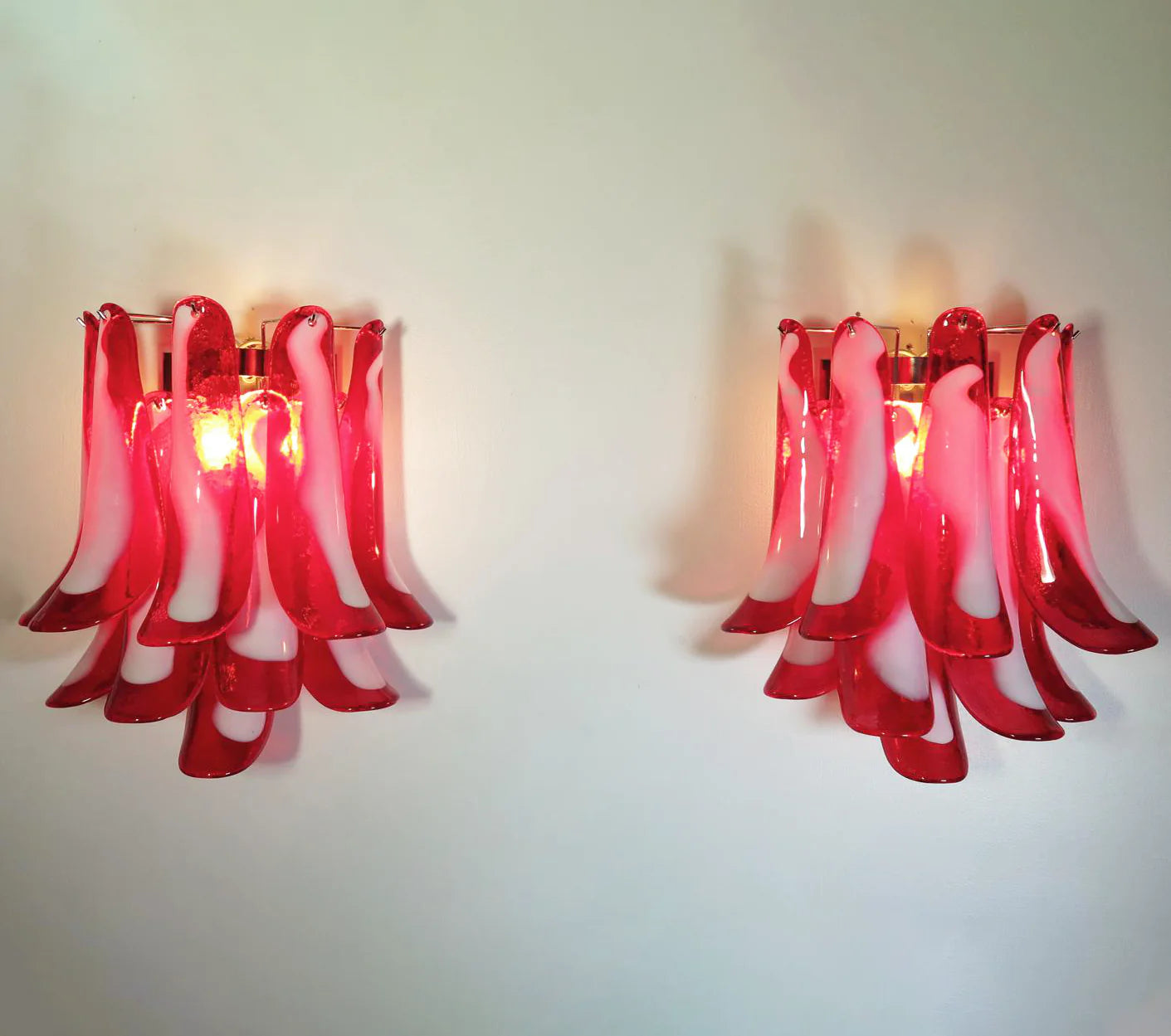 Apliques de pared rojos Murano vintage