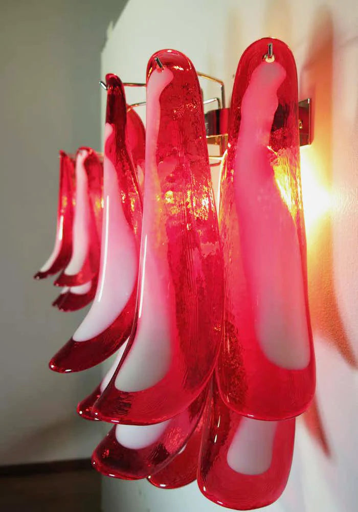 Apliques de pared rojos Murano vintage