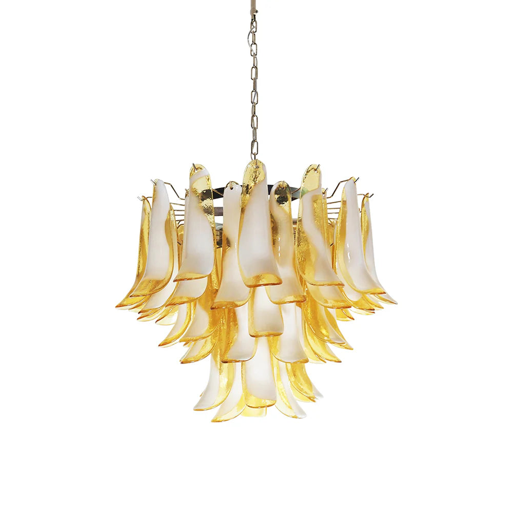 Lámpara de Araña de Pétalos Murano de Cristal con Caramelo Vintage