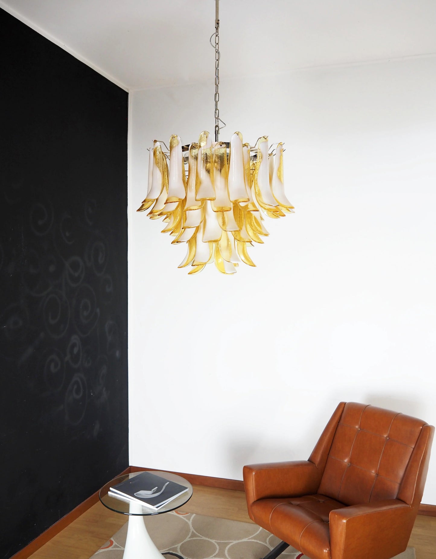 Lámpara de Araña de Pétalos Murano de Cristal con Caramelo Vintage