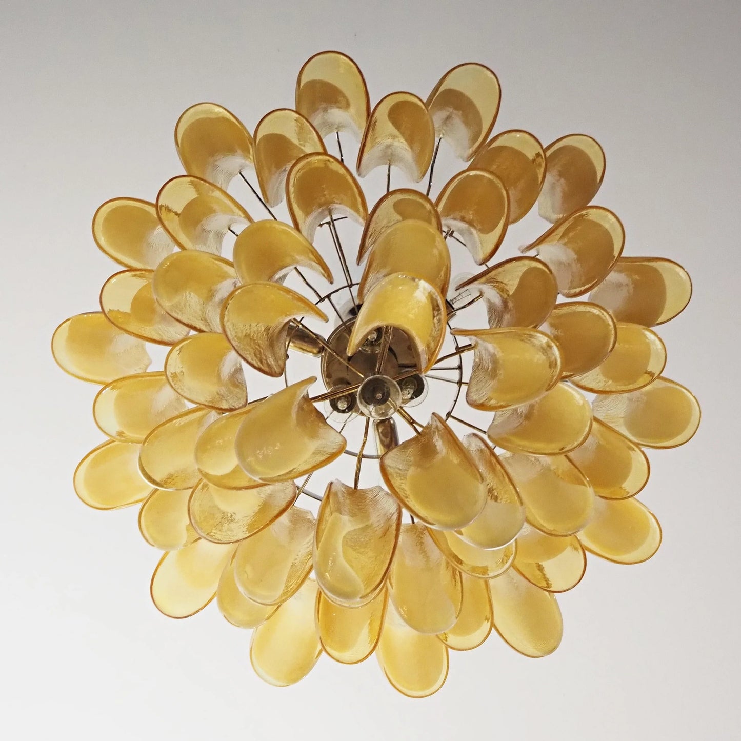 Lámpara de Araña de Pétalos Murano de Cristal con Caramelo Vintage