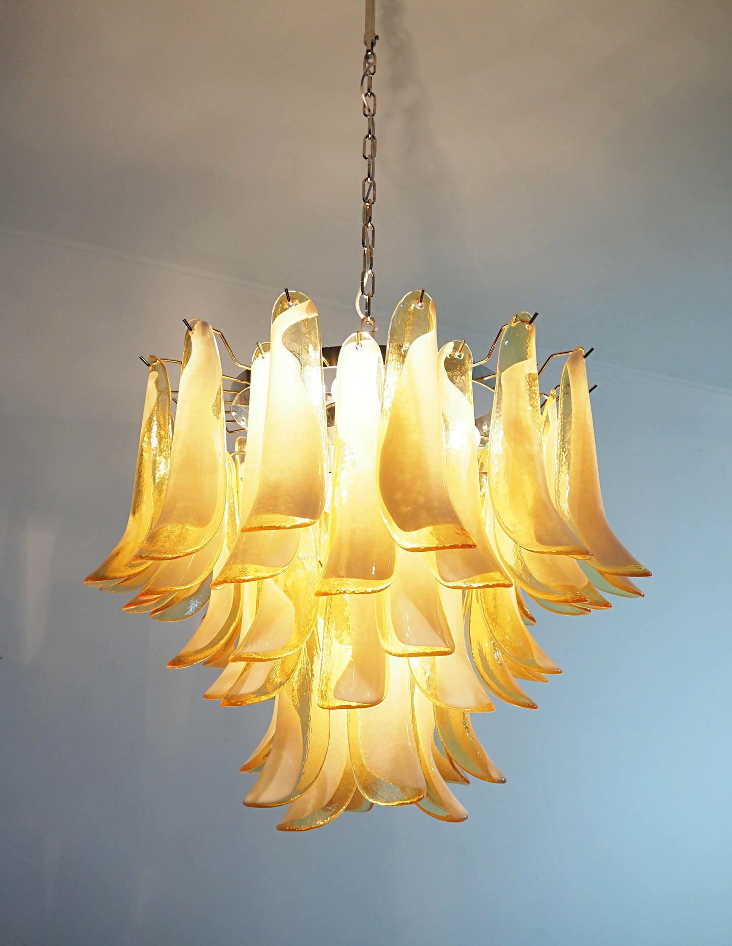 Lámpara de Araña de Pétalos Murano de Cristal con Caramelo Vintage