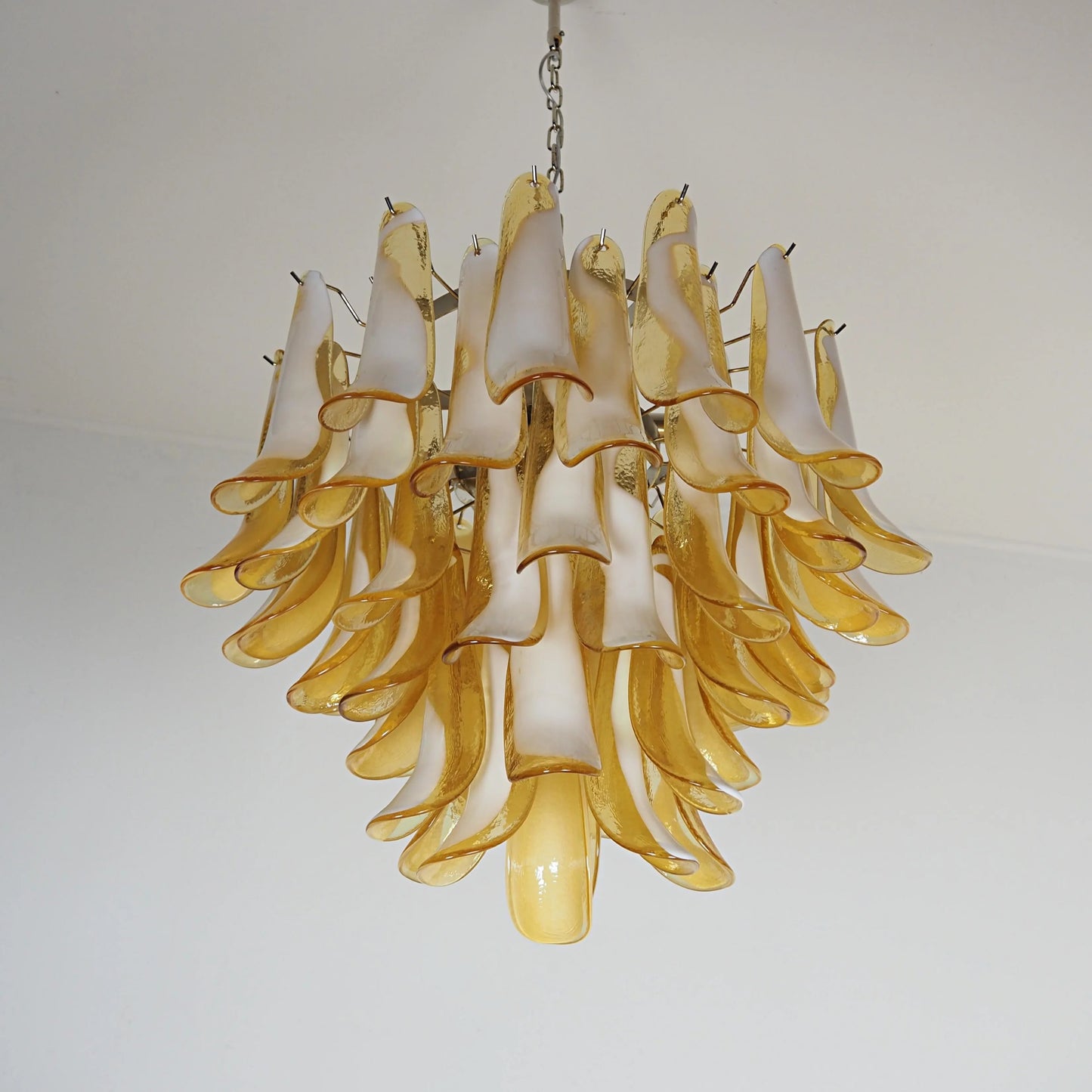 Lámpara de Araña de Pétalos Murano de Cristal con Caramelo Vintage