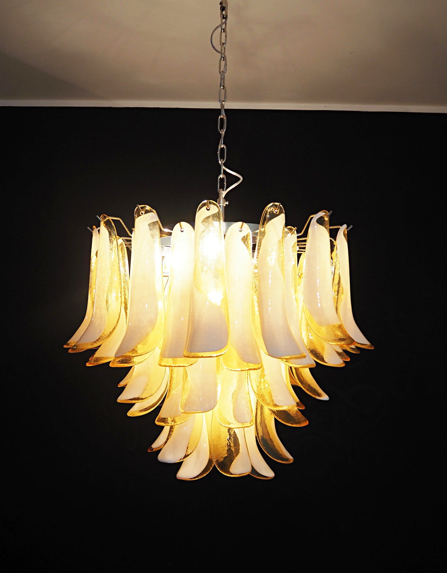 Lámpara de Araña de Pétalos Murano de Cristal con Caramelo Vintage