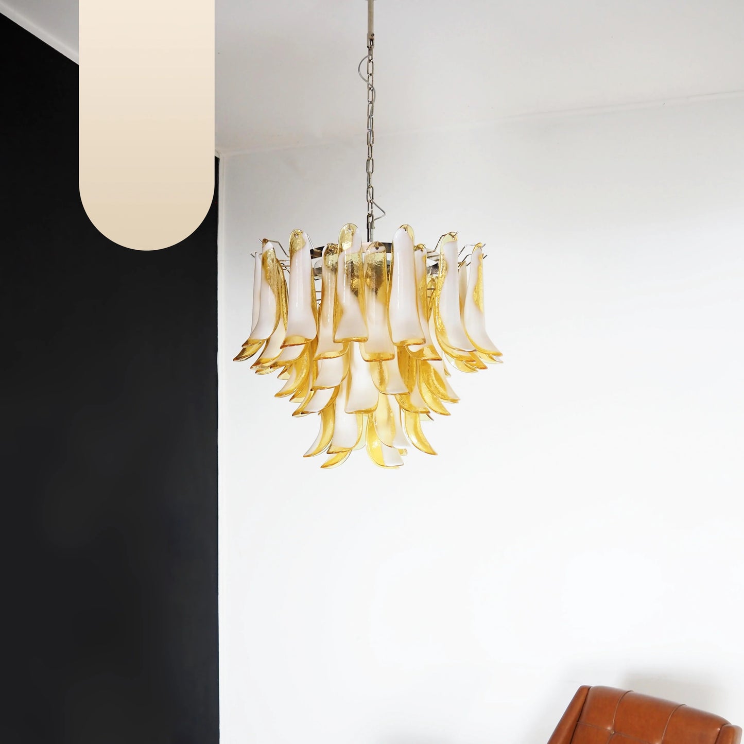 Lámpara de Araña de Pétalos Murano de Cristal con Caramelo Vintage