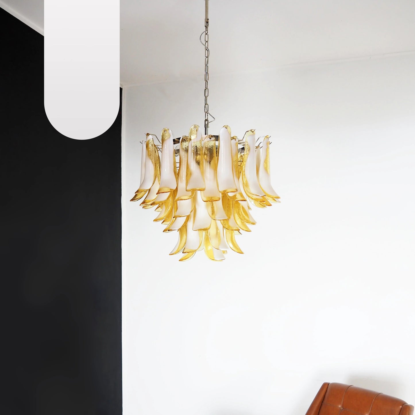Lámpara de Araña de Pétalos Murano de Cristal con Caramelo Vintage