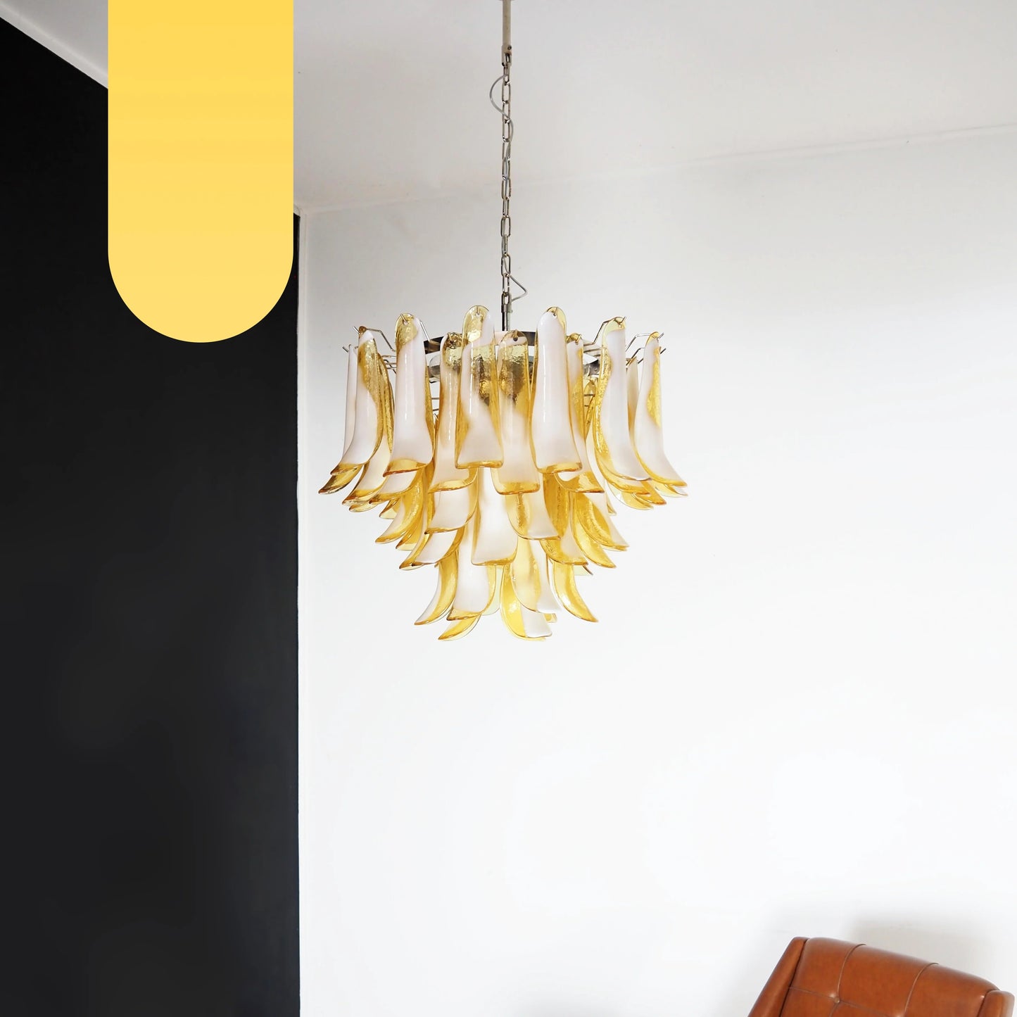 Lámpara de Araña de Pétalos Murano de Cristal con Caramelo Vintage