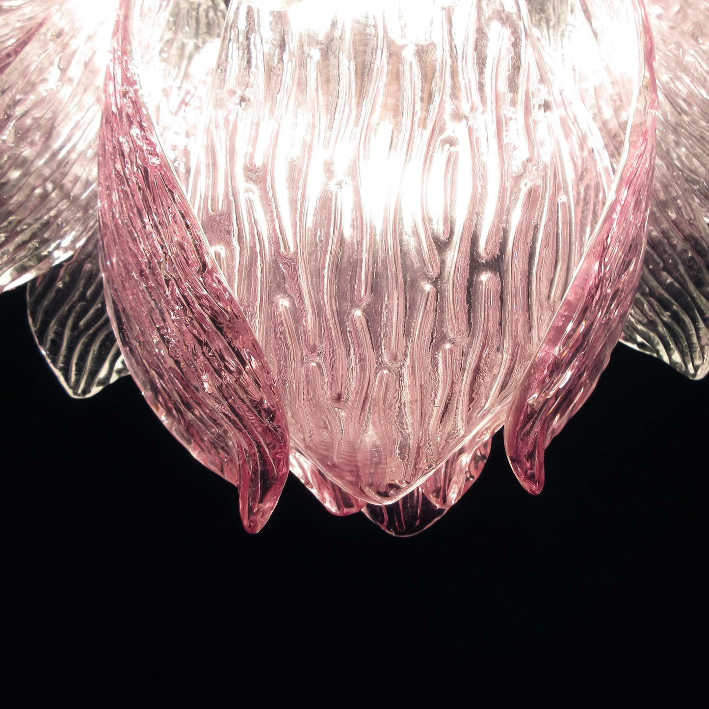 Lámpara de araña de cristal transparente de Murano color amatista vintage