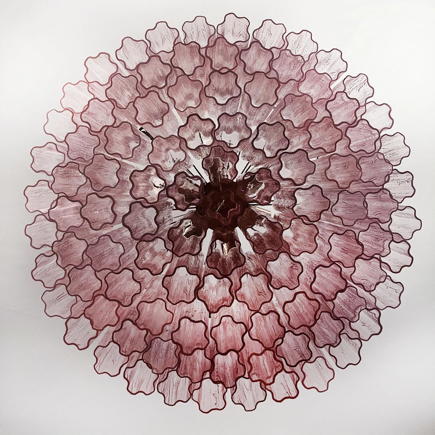 Araña de Murano grande con tubos de cristal rosa