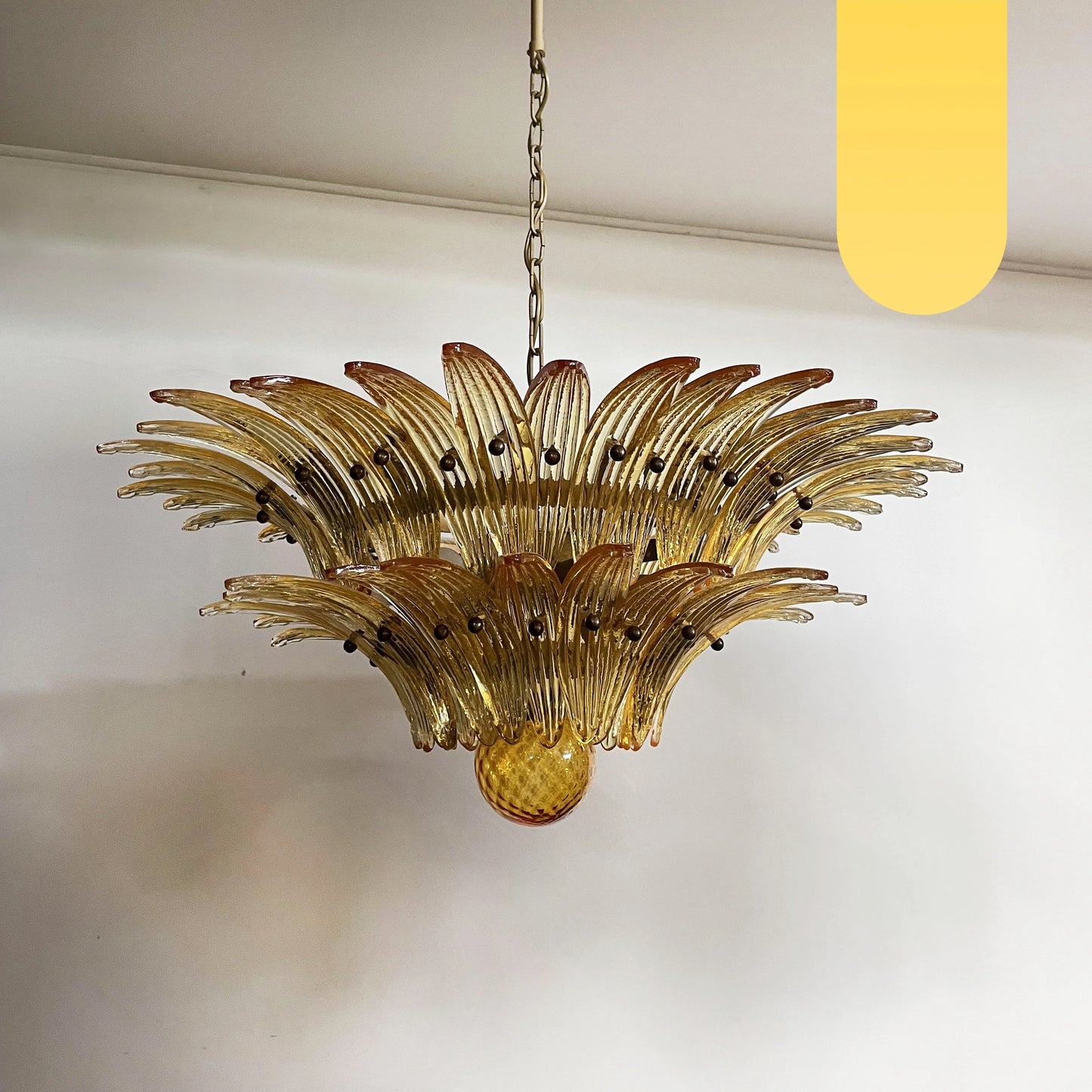 Lámpara de araña Ámbar Palmette Murano