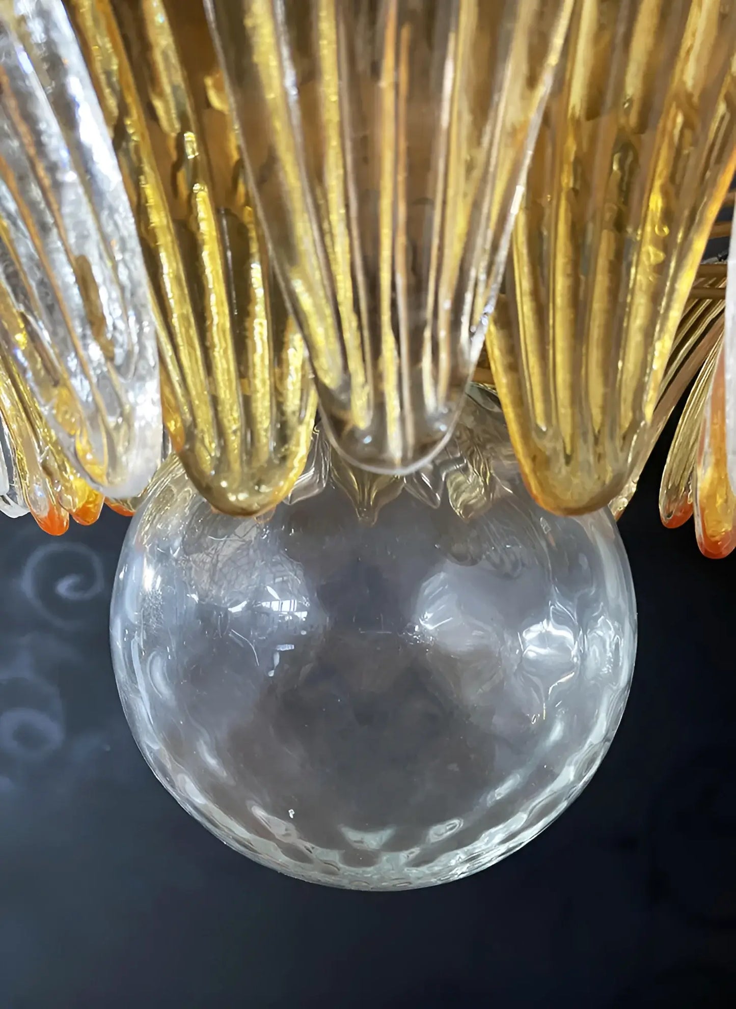 Lámpara de araña de Murano Palmette en ámbar transparente