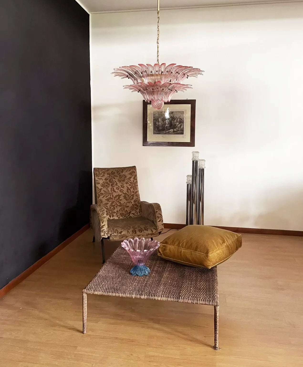 Lámpara de araña Murano Palmette Rosa