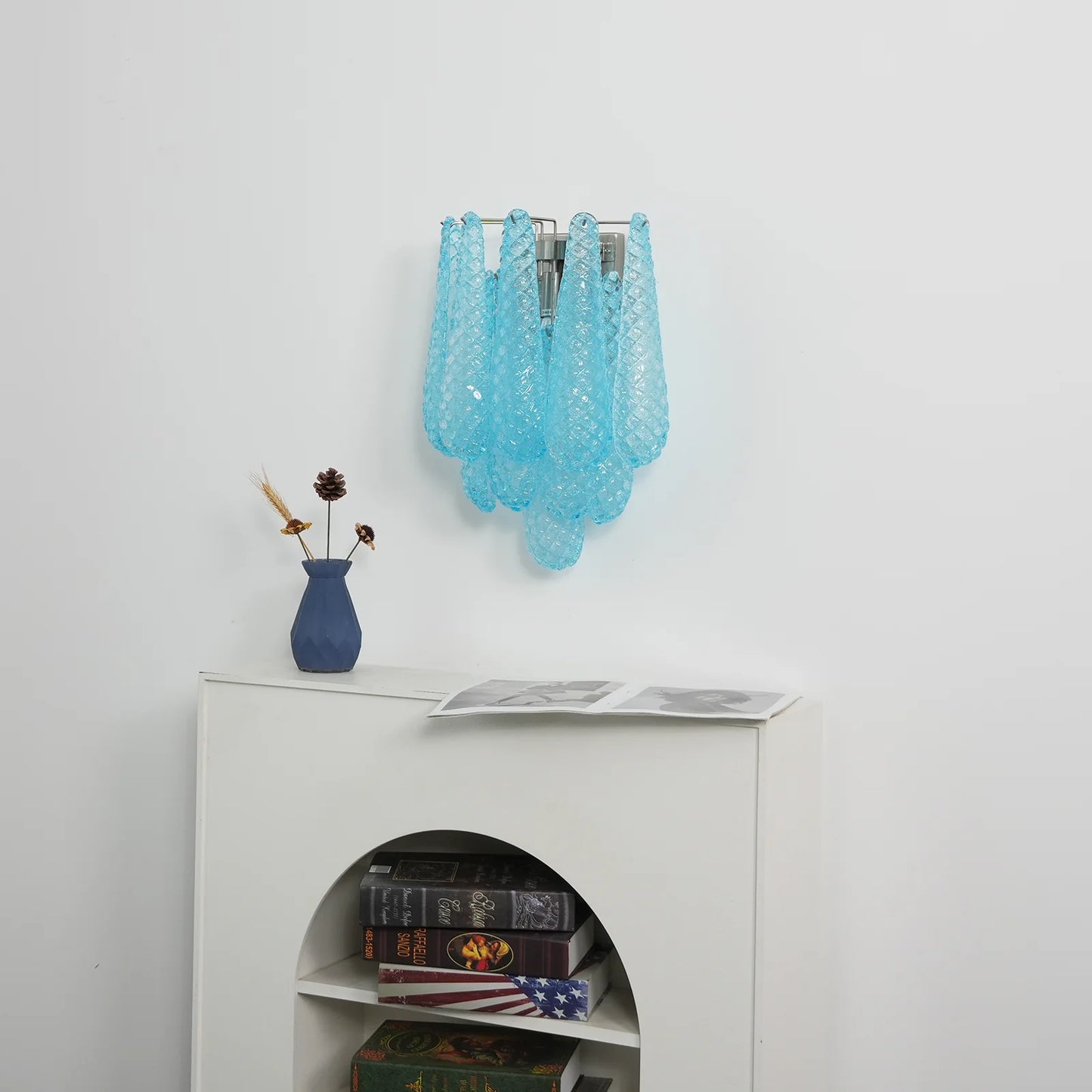 Lámpara de pared azul de cristal Pétalos de Murano