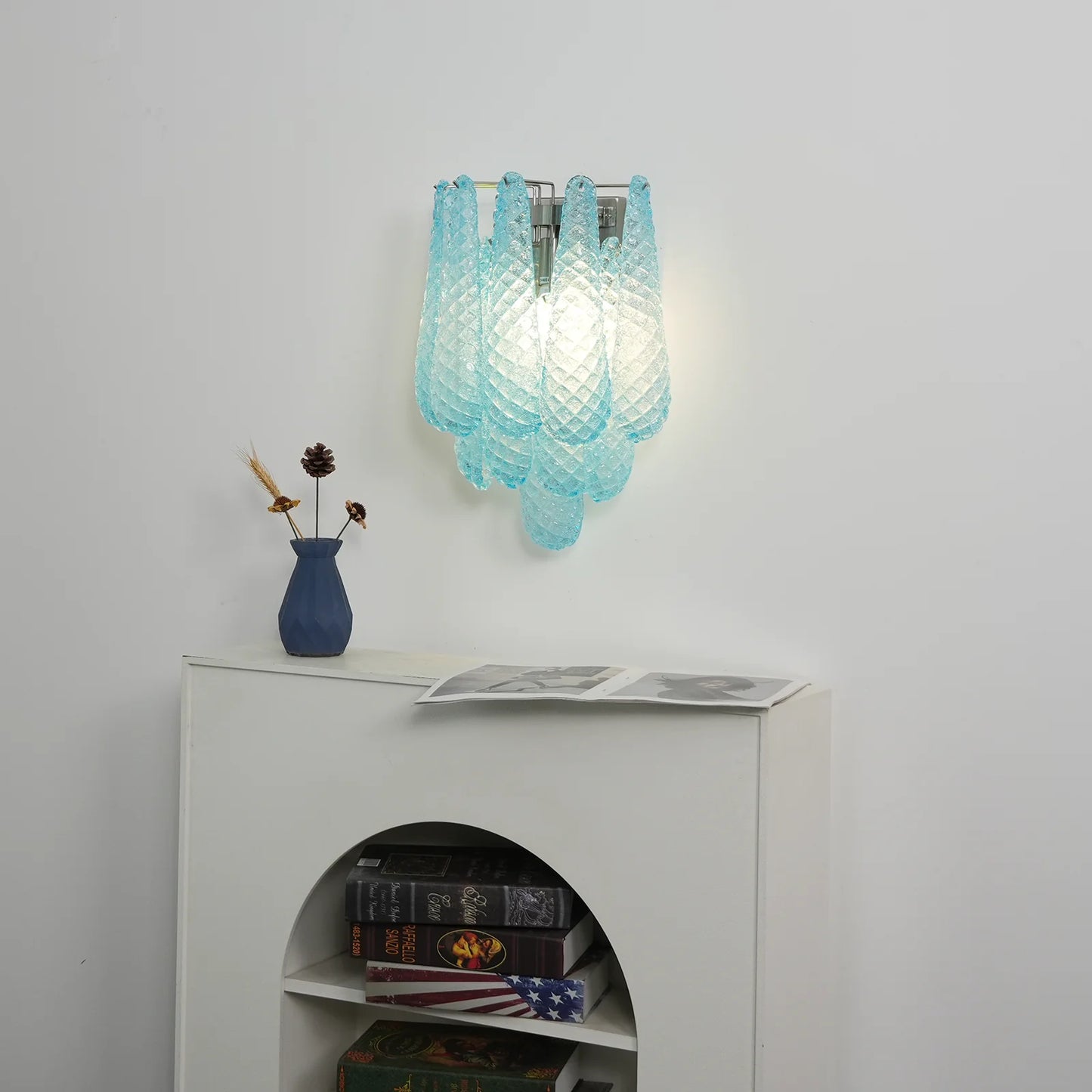 Lámpara de pared azul de cristal Pétalos de Murano