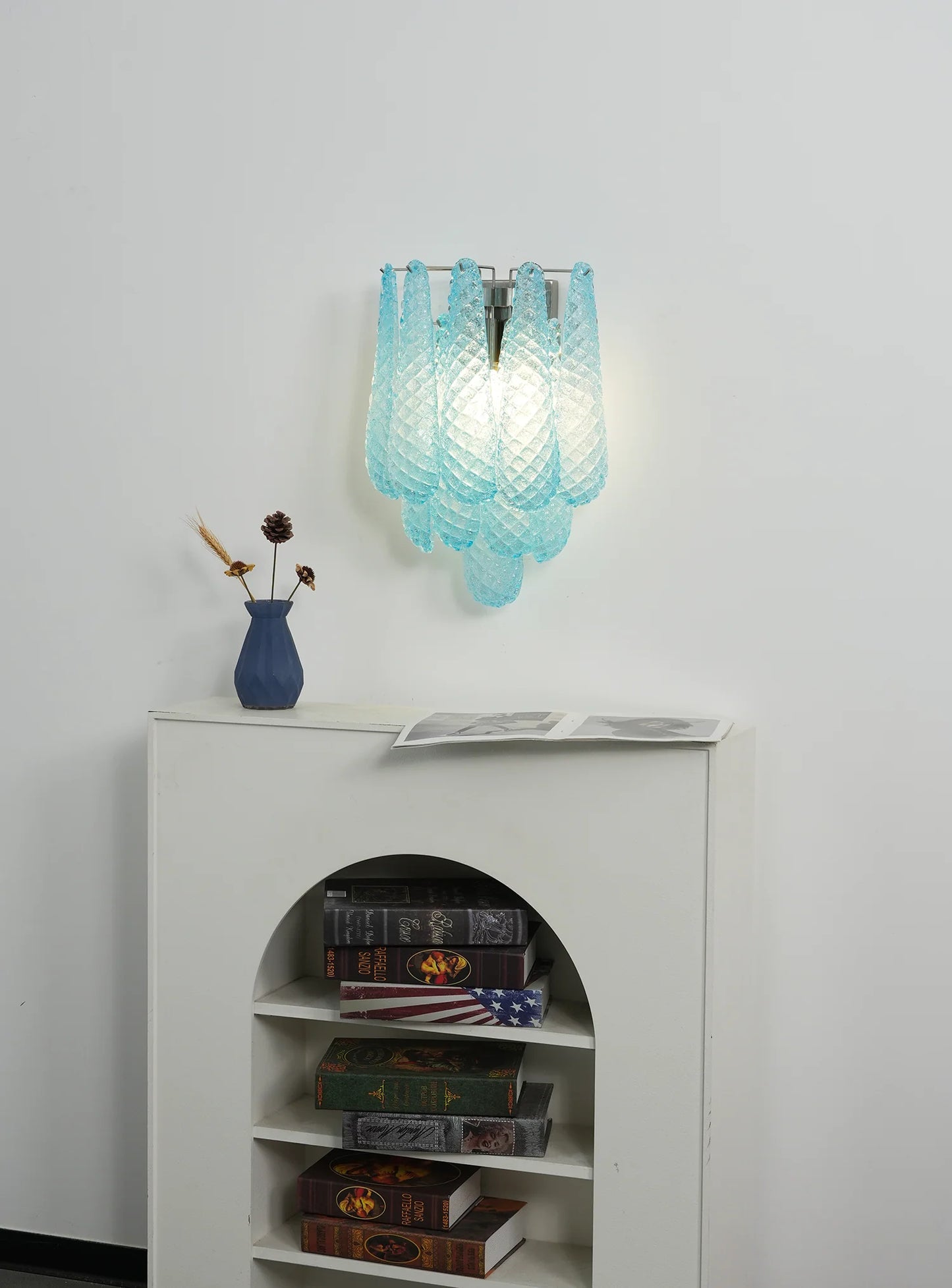 Lámpara de pared azul de cristal Pétalos de Murano