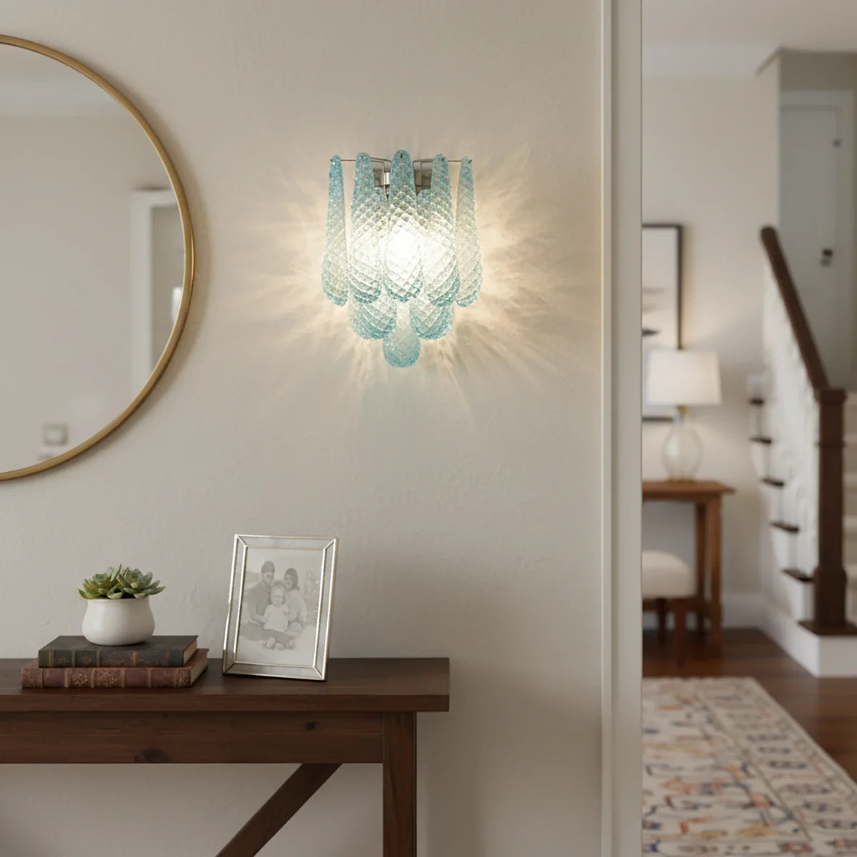 Lámpara de pared azul de cristal Pétalos de Murano