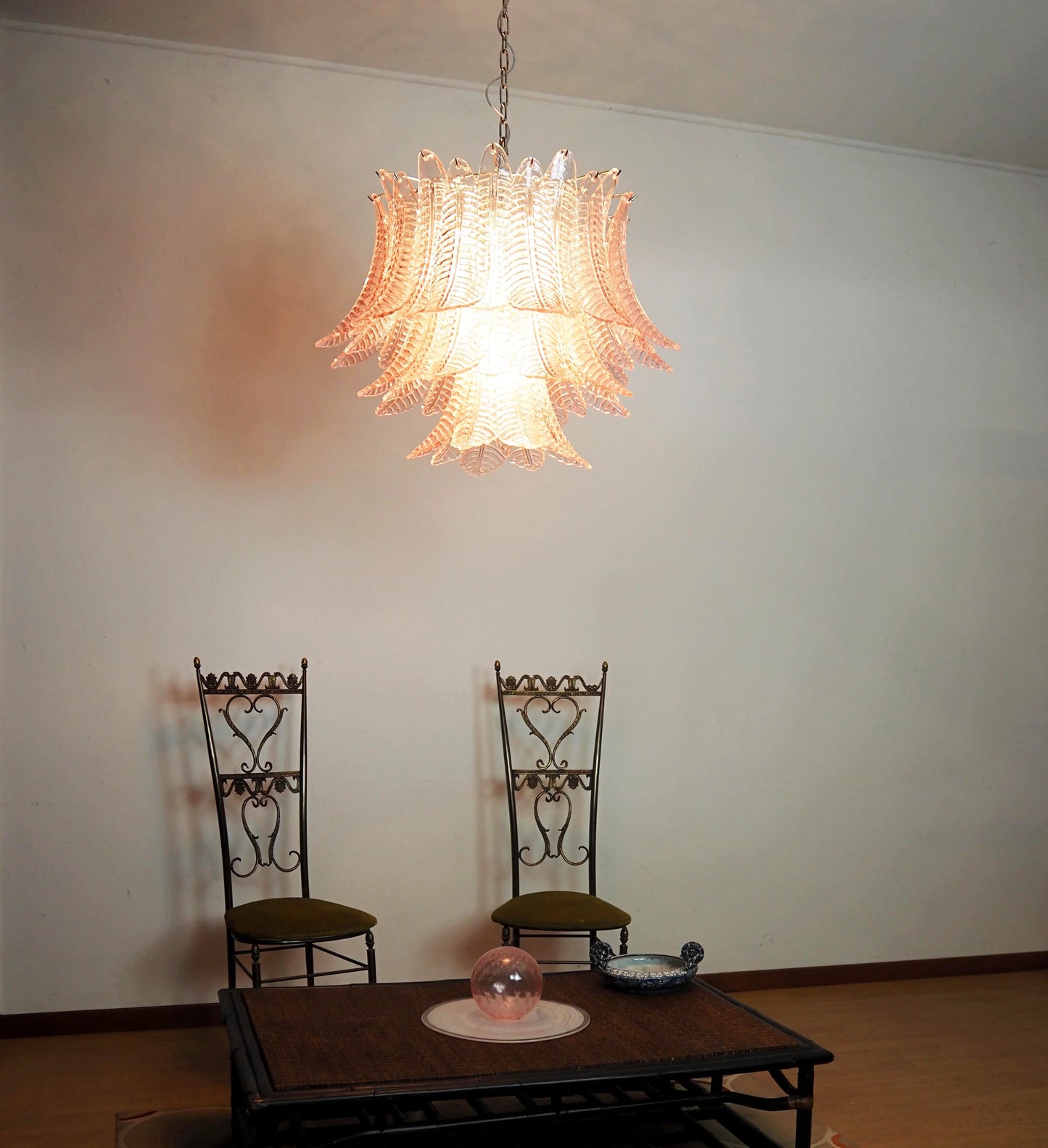 Lámpara de araña de cristal Murano Rosas Helechos