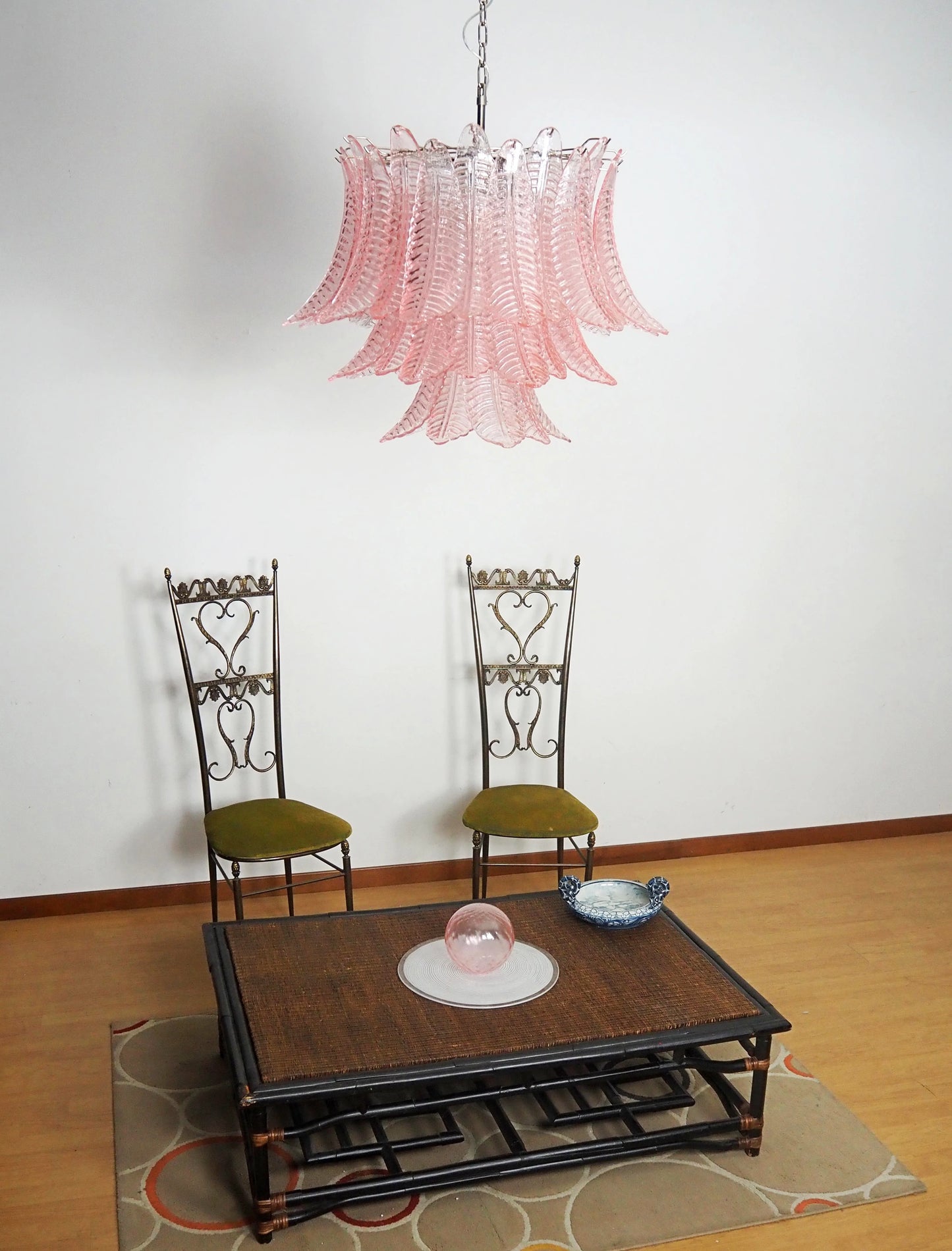 Lámpara de araña de cristal Murano Rosas Helechos