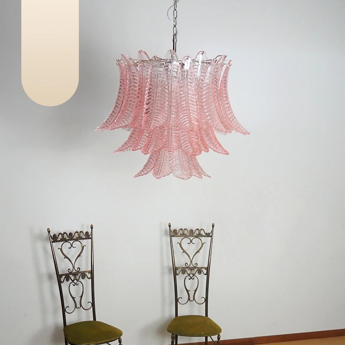 Lámpara de araña de cristal Murano Rosas Helechos