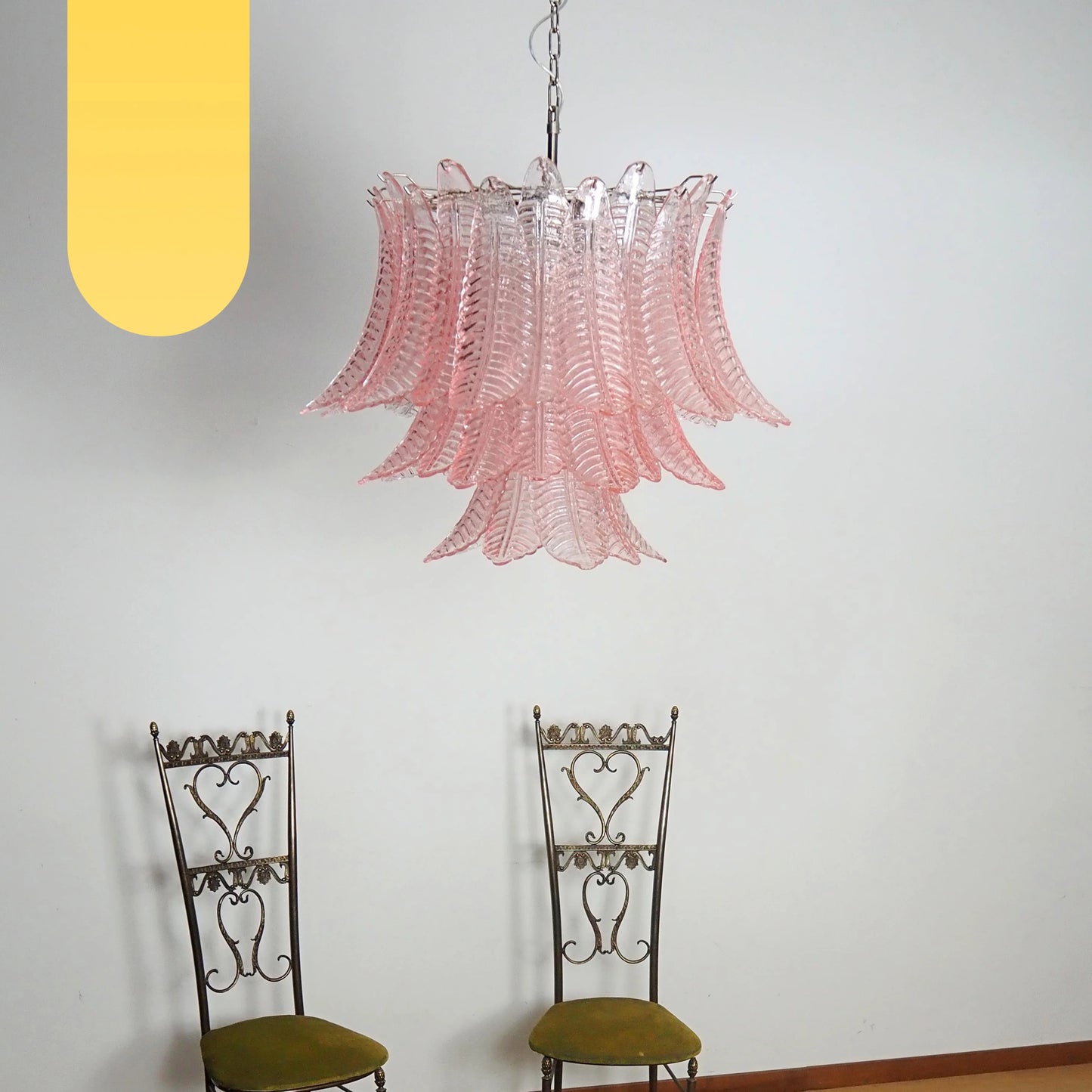 Lámpara de araña de cristal Murano Rosas Helechos