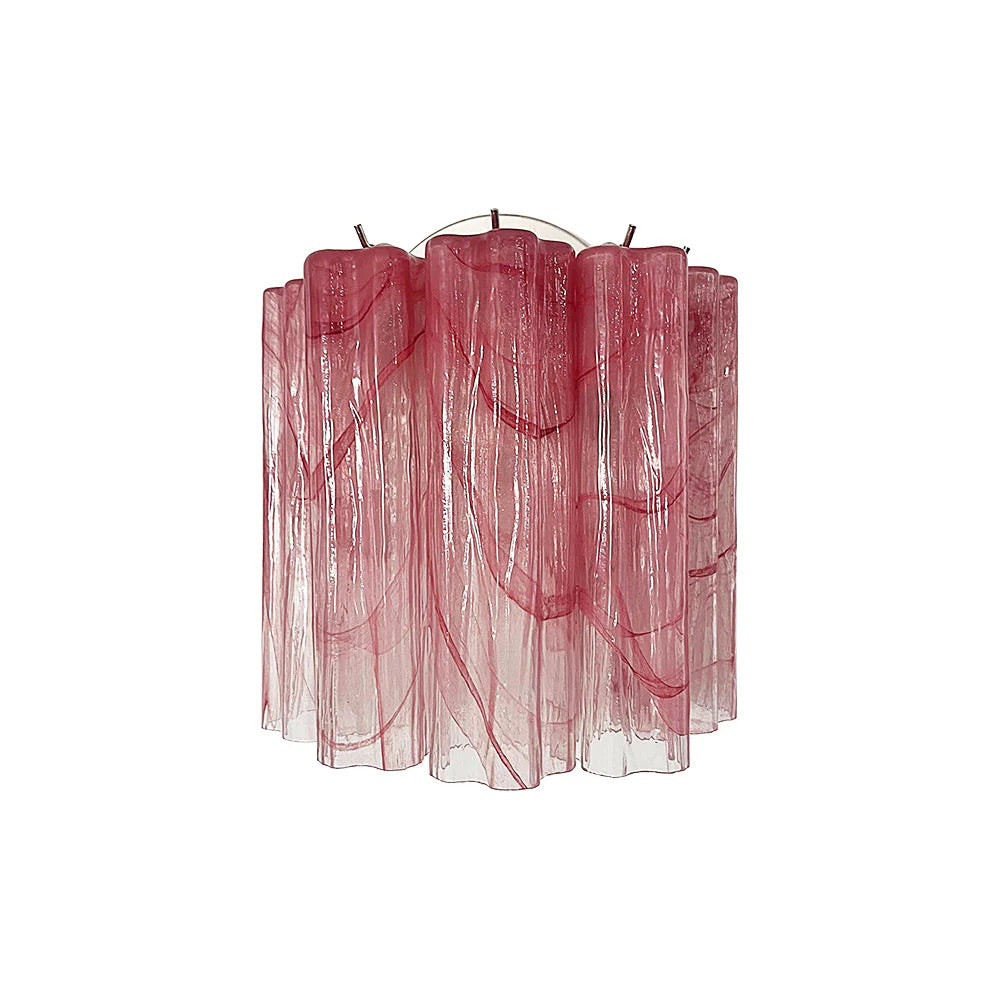 Lámpara de pared de tubo de cristal rojo de Murano
