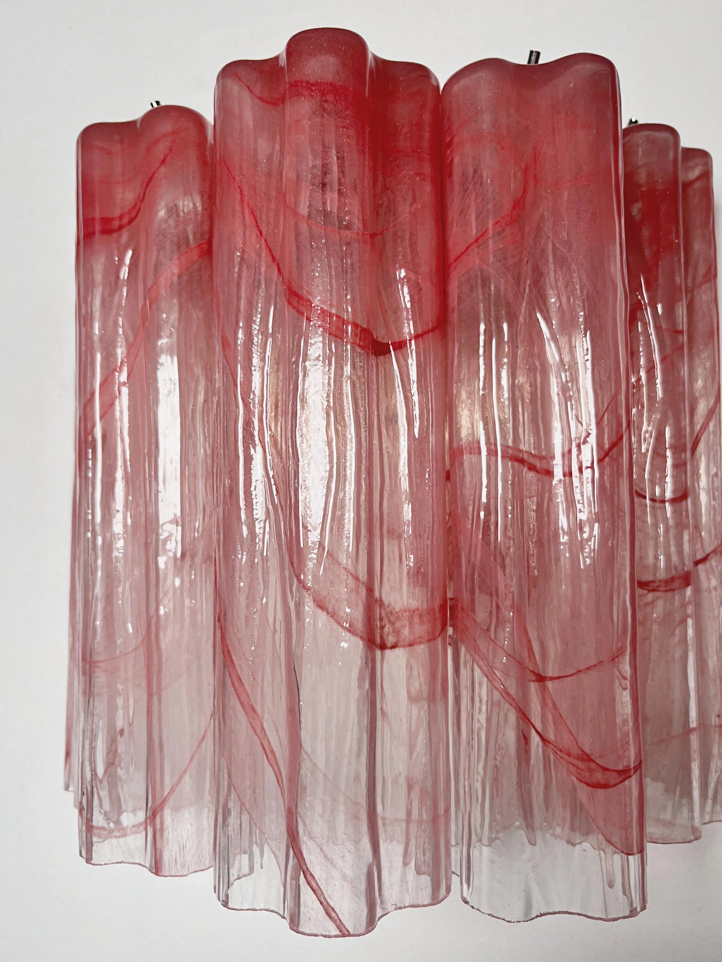Lámpara de pared de tubo de cristal rojo de Murano