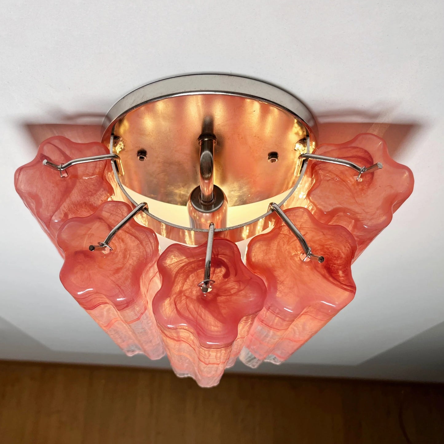 Lámpara de pared de tubo de cristal rojo de Murano