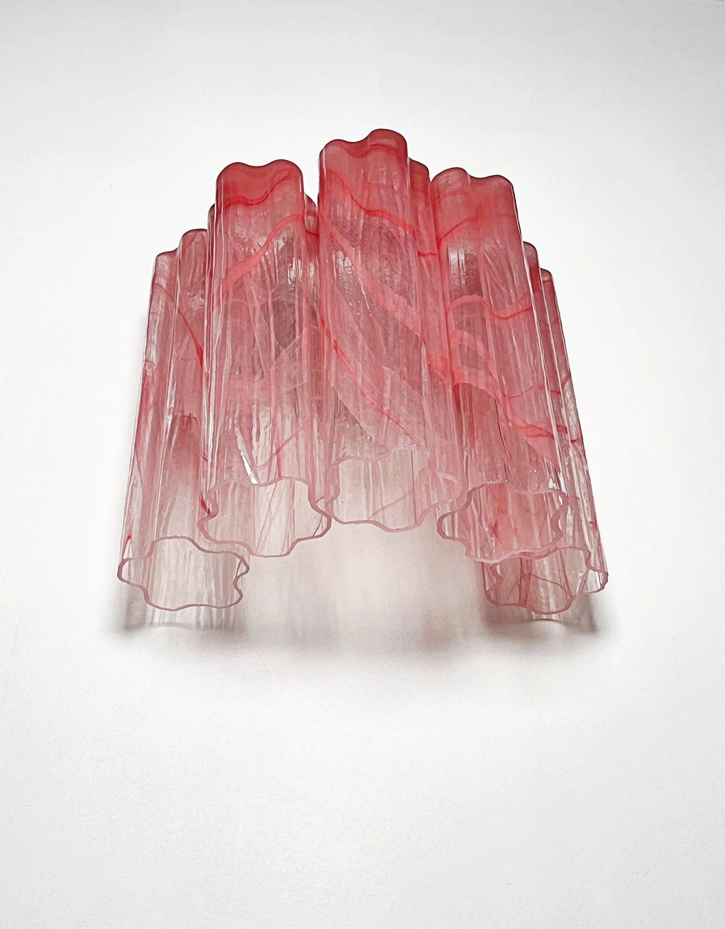 Lámpara de pared de tubo de cristal rojo de Murano