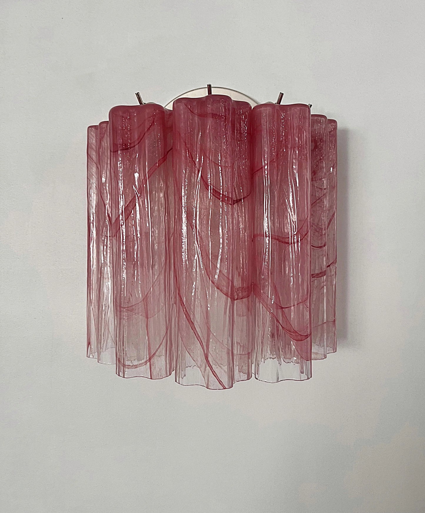 Lámpara de pared de tubo de cristal rojo de Murano