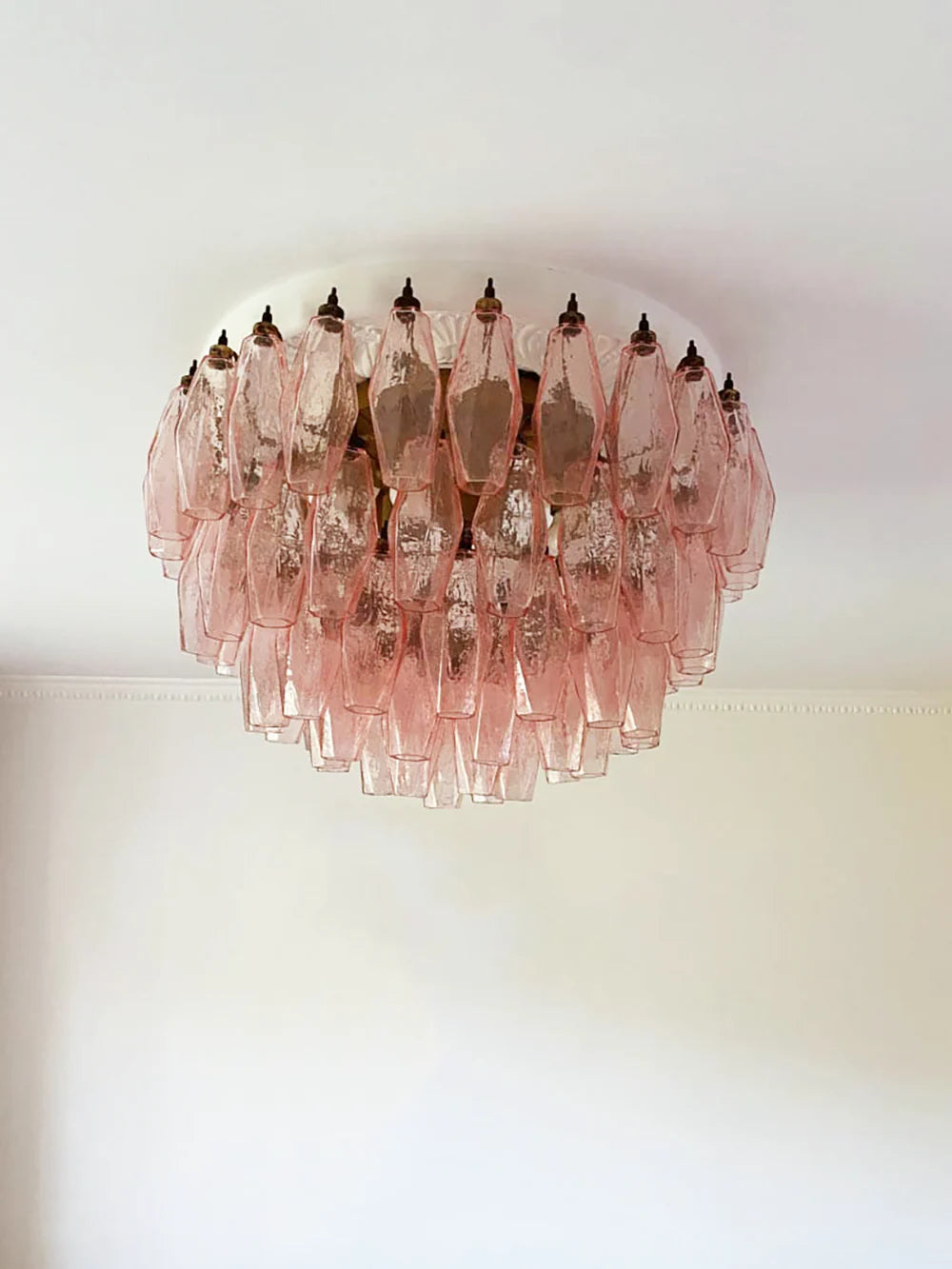 Lámpara de techo Murano Poliedri Rosa