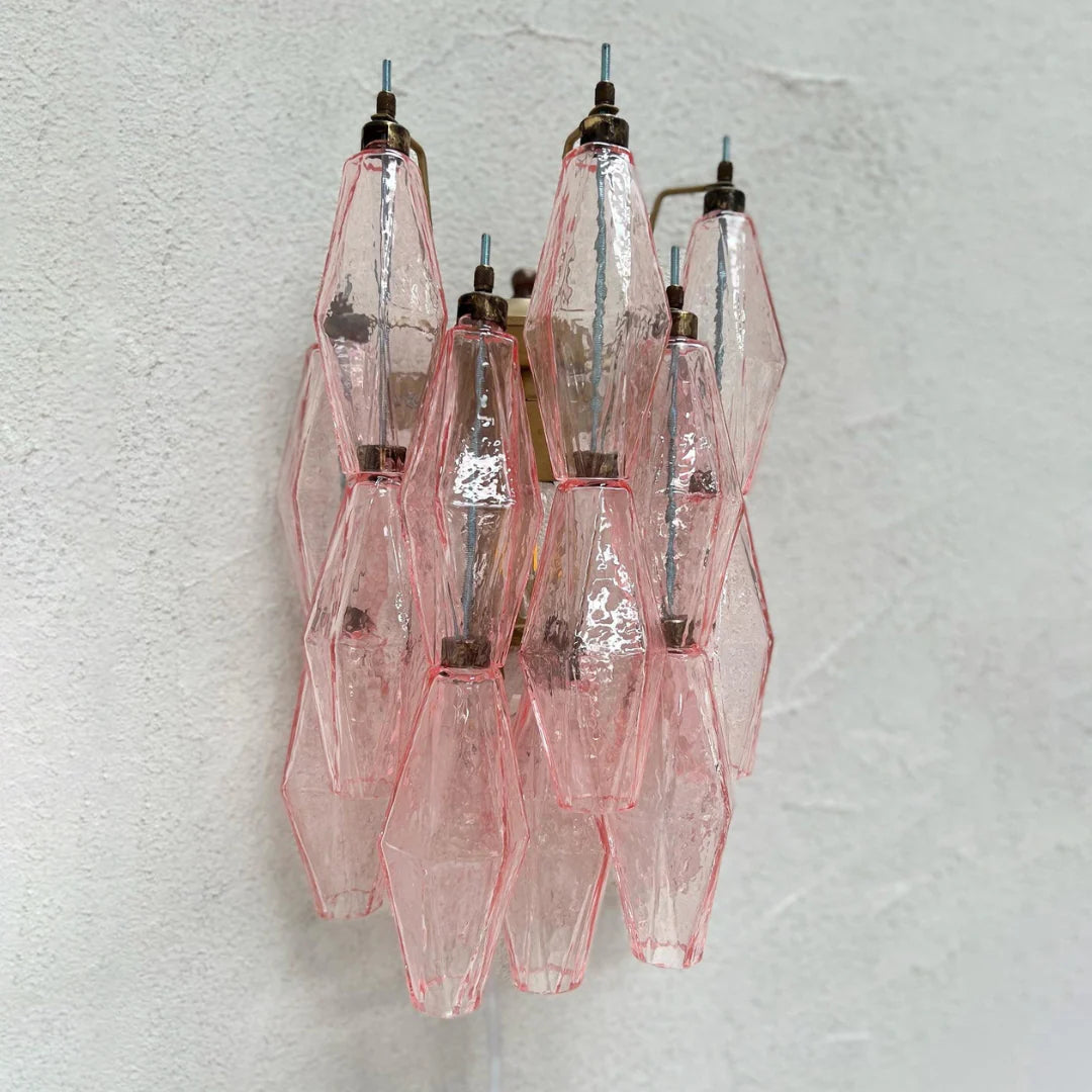 Apliques de pared Murano Poliedri de cristal rosa