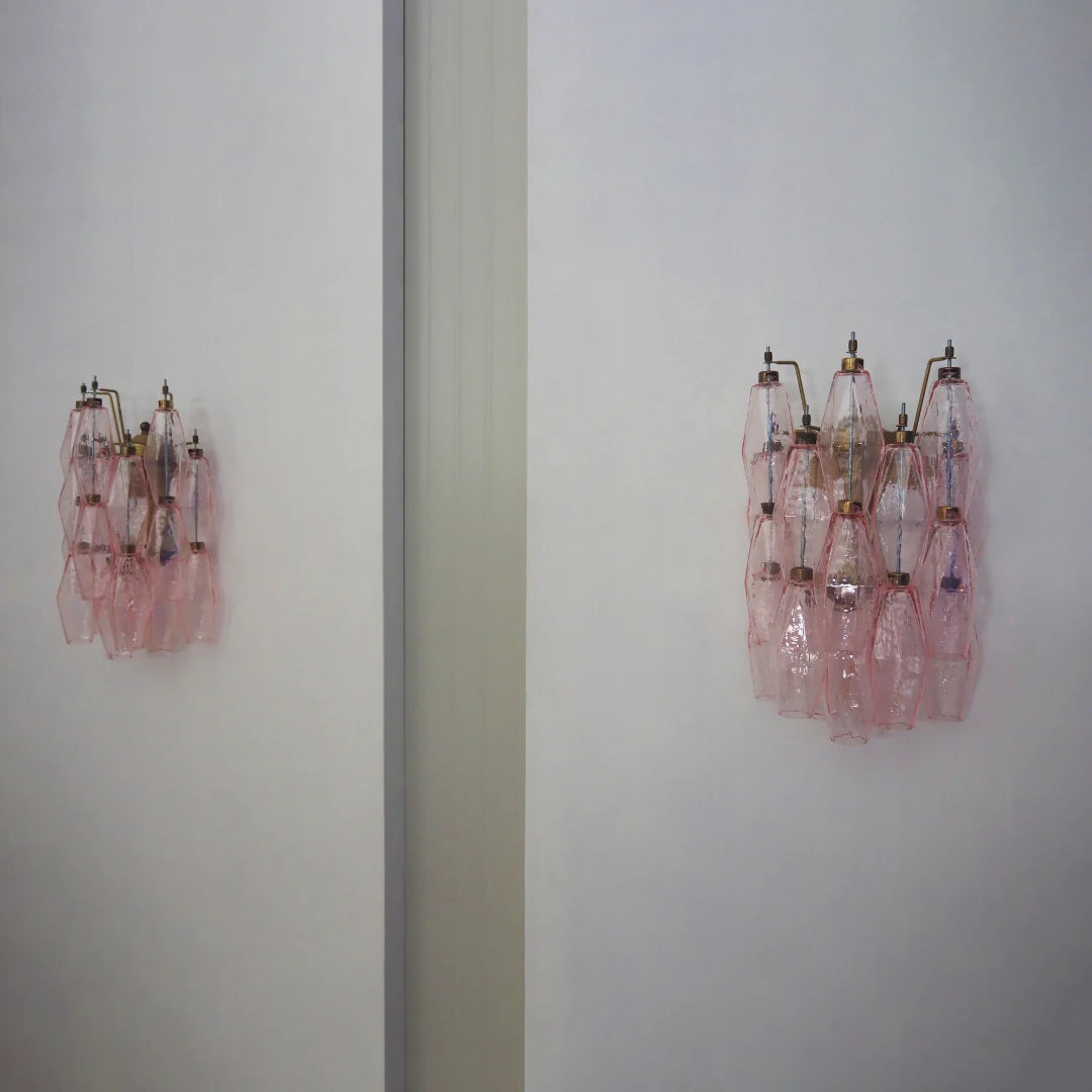 Apliques de pared Murano Poliedri de cristal rosa