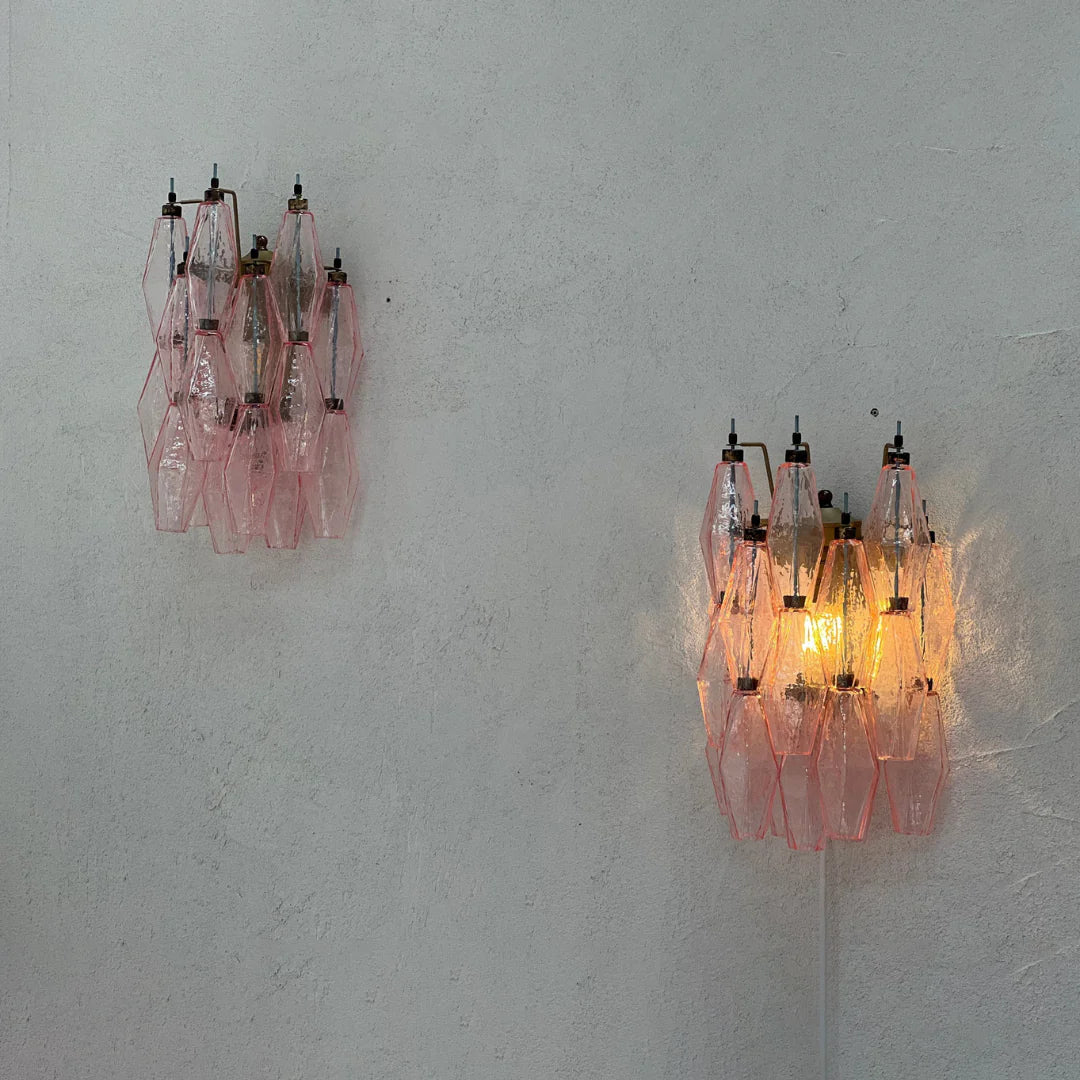 Apliques de pared Murano Poliedri de cristal rosa