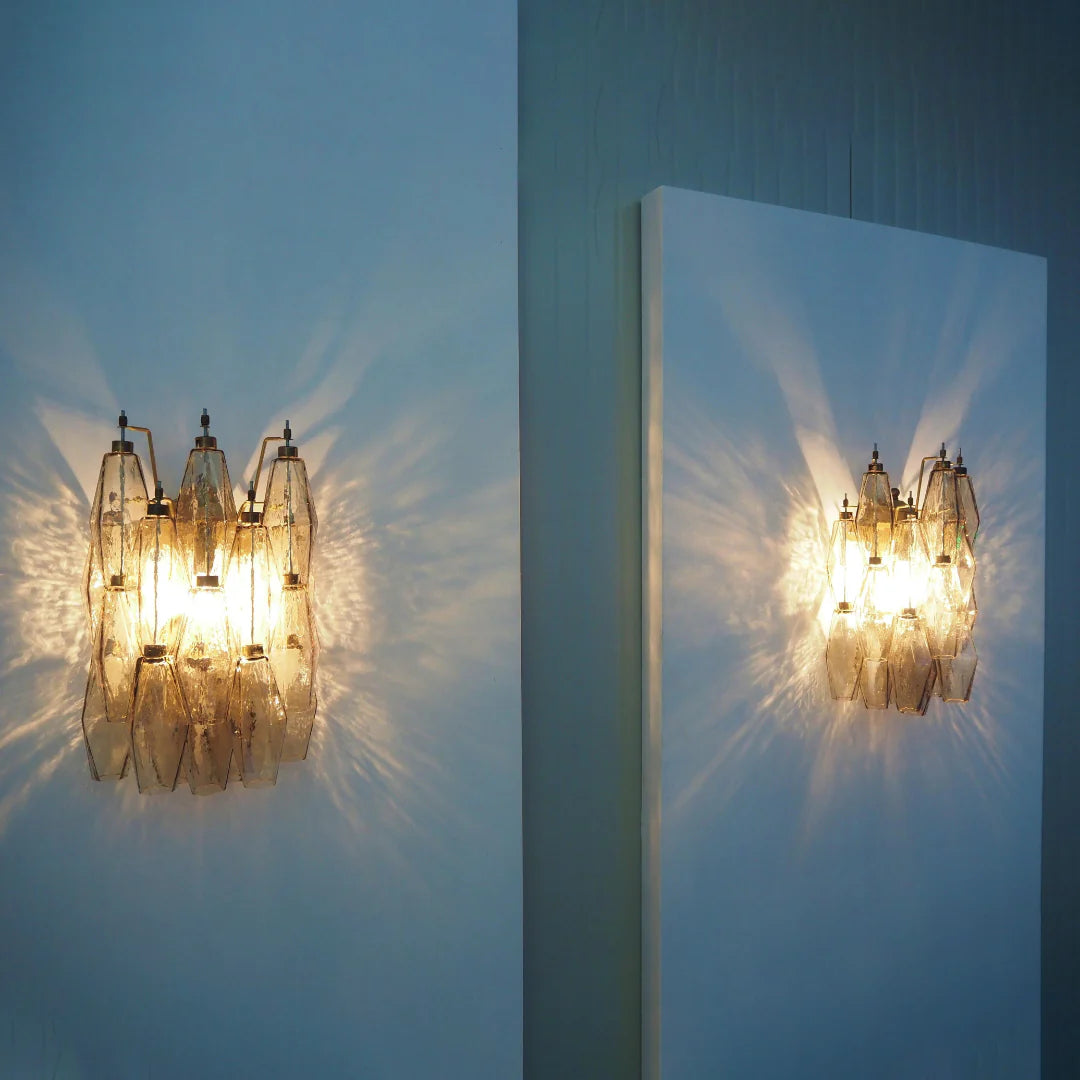 Apliques de pared Murano Poliedri de cristal ahumado