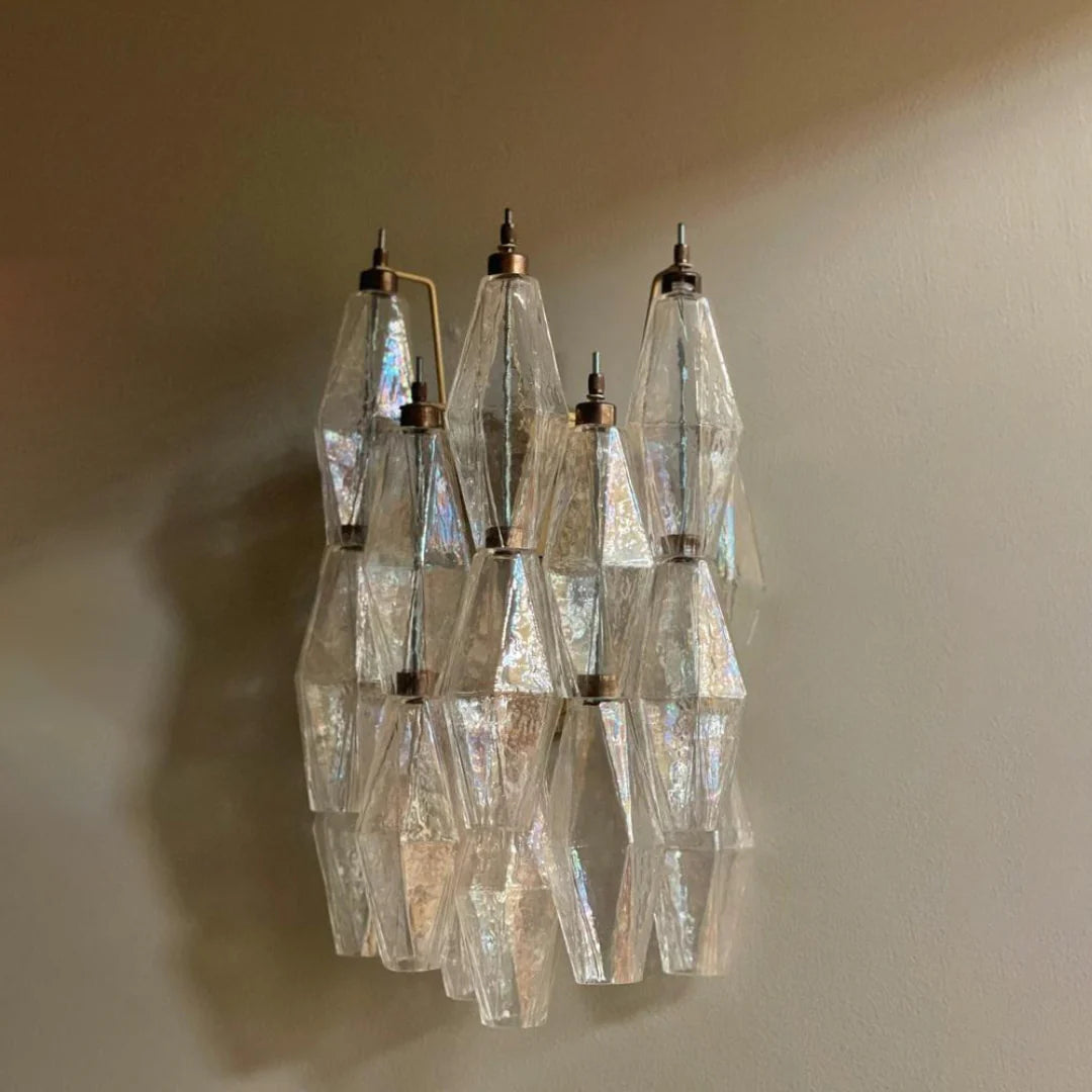 Apliques de pared de cristal transparente Murano Poliedri
